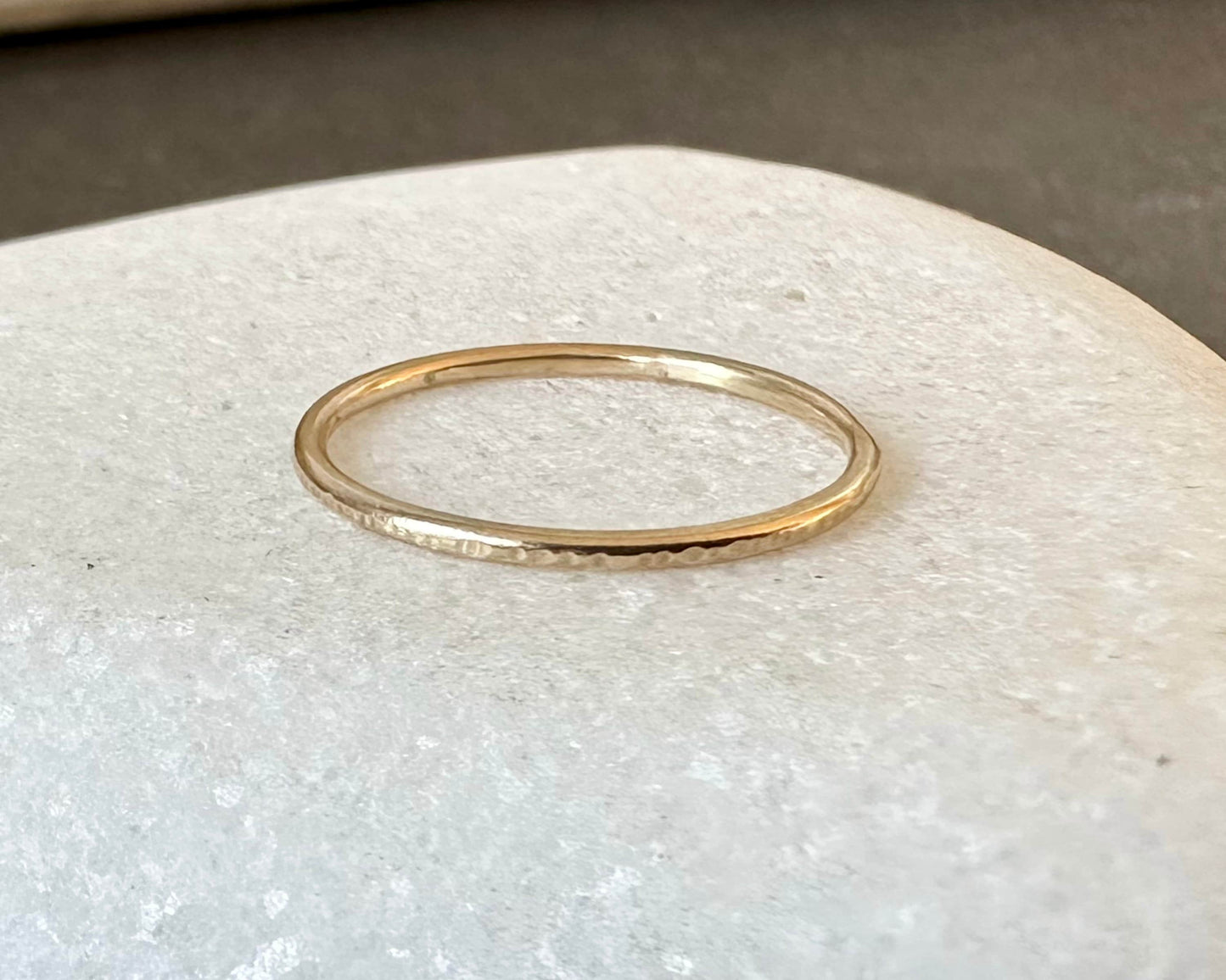 Solid 9ct Gold Ring, 1.2mm, 1.5mm, 1.8mm, Ripple Hammered Minimalist Ring, Hallmarked Handmade Gold Stacking Ring, Custom Wedding Ring