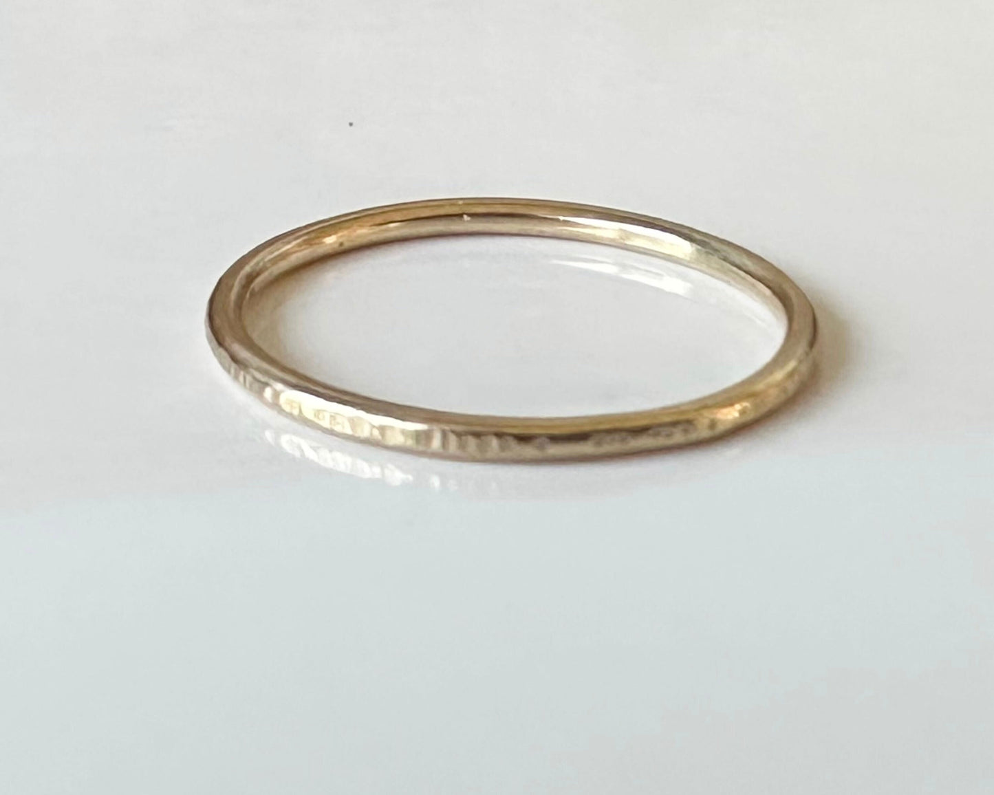 Solid 9ct Gold Ring, 1.2mm, 1.5mm, 1.8mm, Ripple Hammered Minimalist Ring, Hallmarked Handmade Gold Stacking Ring, Custom Wedding Ring