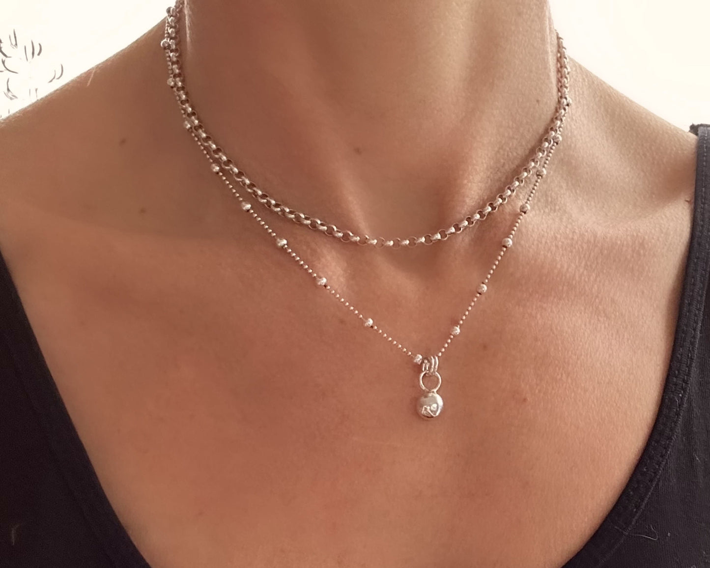 Sterling Silver Nugget Pendant, Freeform Sterling Silver Necklace, Handmade Sterling Silver Ball Pendant, 925 Blob, Bridesmaid Gift