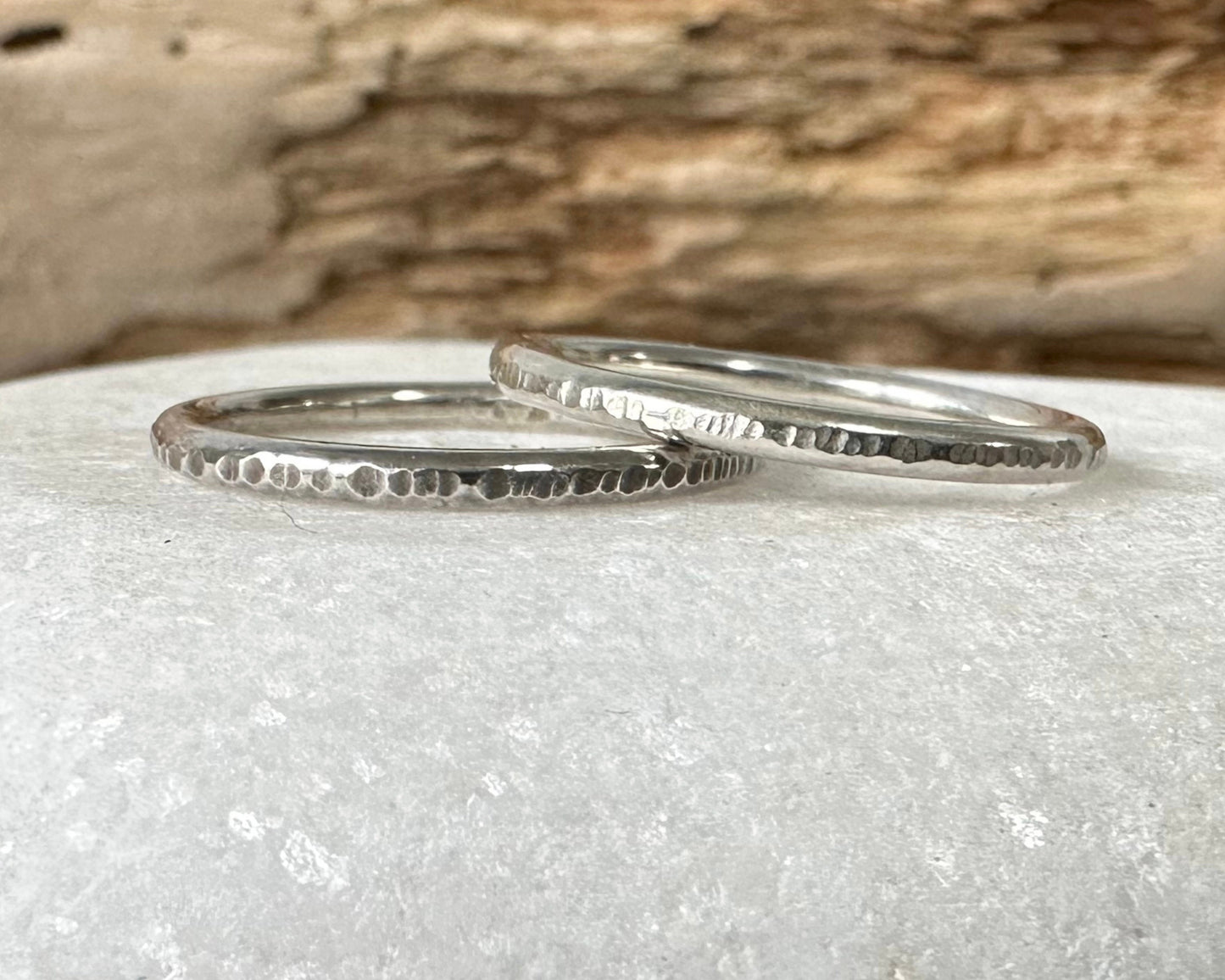 Oxodised 925 Sterling Silver Ring, Ripple Hammered Effect Minimalist Ring Band, 1.2mm, 1.5mm, 1.8mm, Oxodised Handmade Stacking Ring