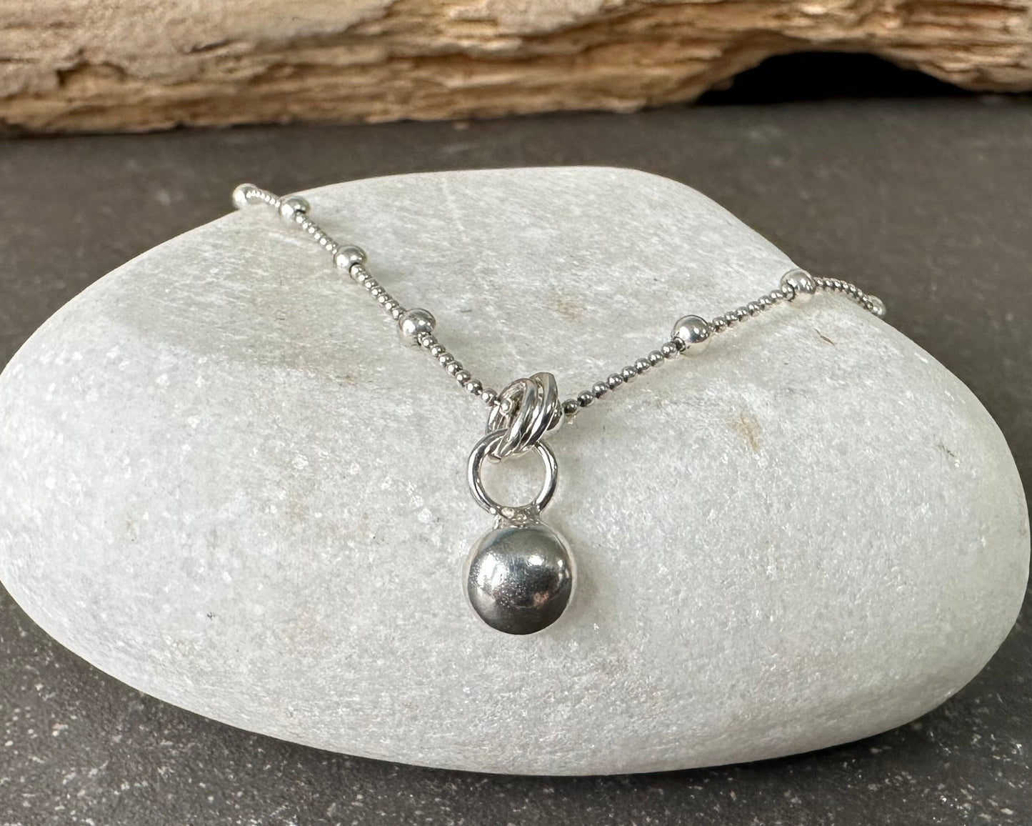 Sterling Silver Nugget Pendant, Freeform Sterling Silver Necklace, Handmade Sterling Silver Ball Pendant, 925 Blob, Bridesmaid Gift