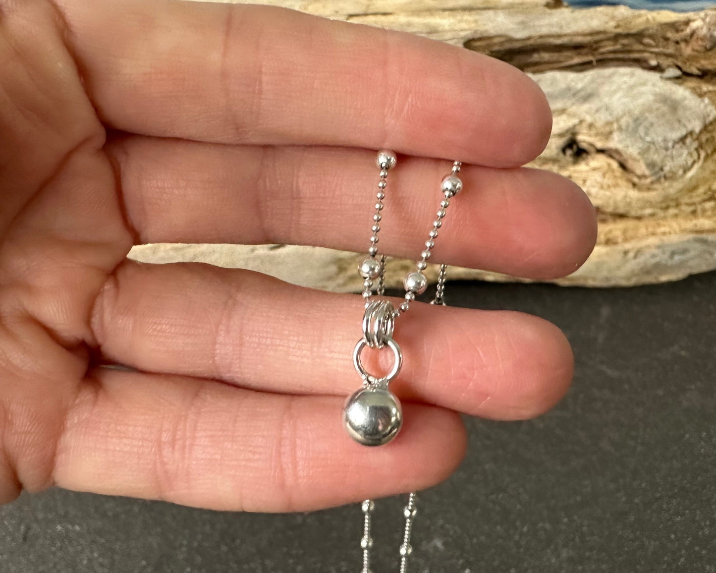 Sterling Silver Nugget Pendant, Freeform Sterling Silver Necklace, Handmade Sterling Silver Ball Pendant, 925 Blob, Bridesmaid Gift