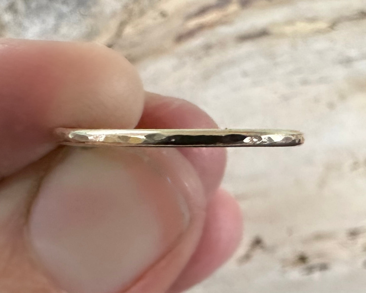 Solid 9ct Gold Ring, 1.2mm, 1.5mm 1.8mm, Facet Hammered Effect Minimalist Ring, Hallmarked Handmade Gold Stackable Ring, Custom Wedding Band