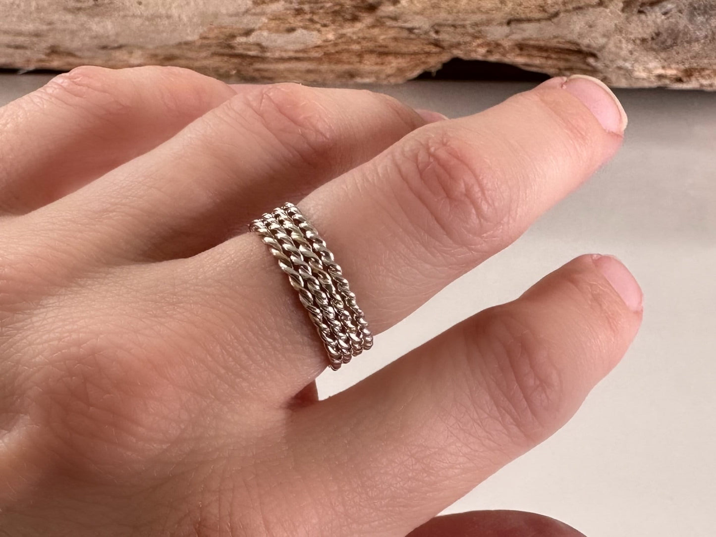 925 Sterling Silver Twisted  Ring Band, Handmade Minimalist Ring Band, 1.5mm Stacking Ring, Skinny Thumb Ring