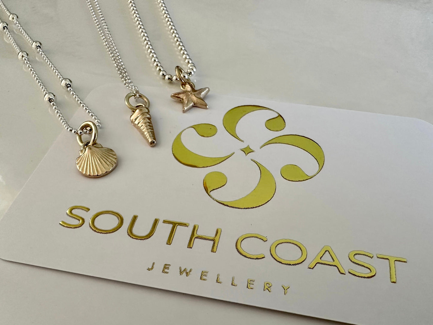 Solid 9ct gold Scallop Seashell pendant charm necklace, handmade from recycled 9ct gold, made to order