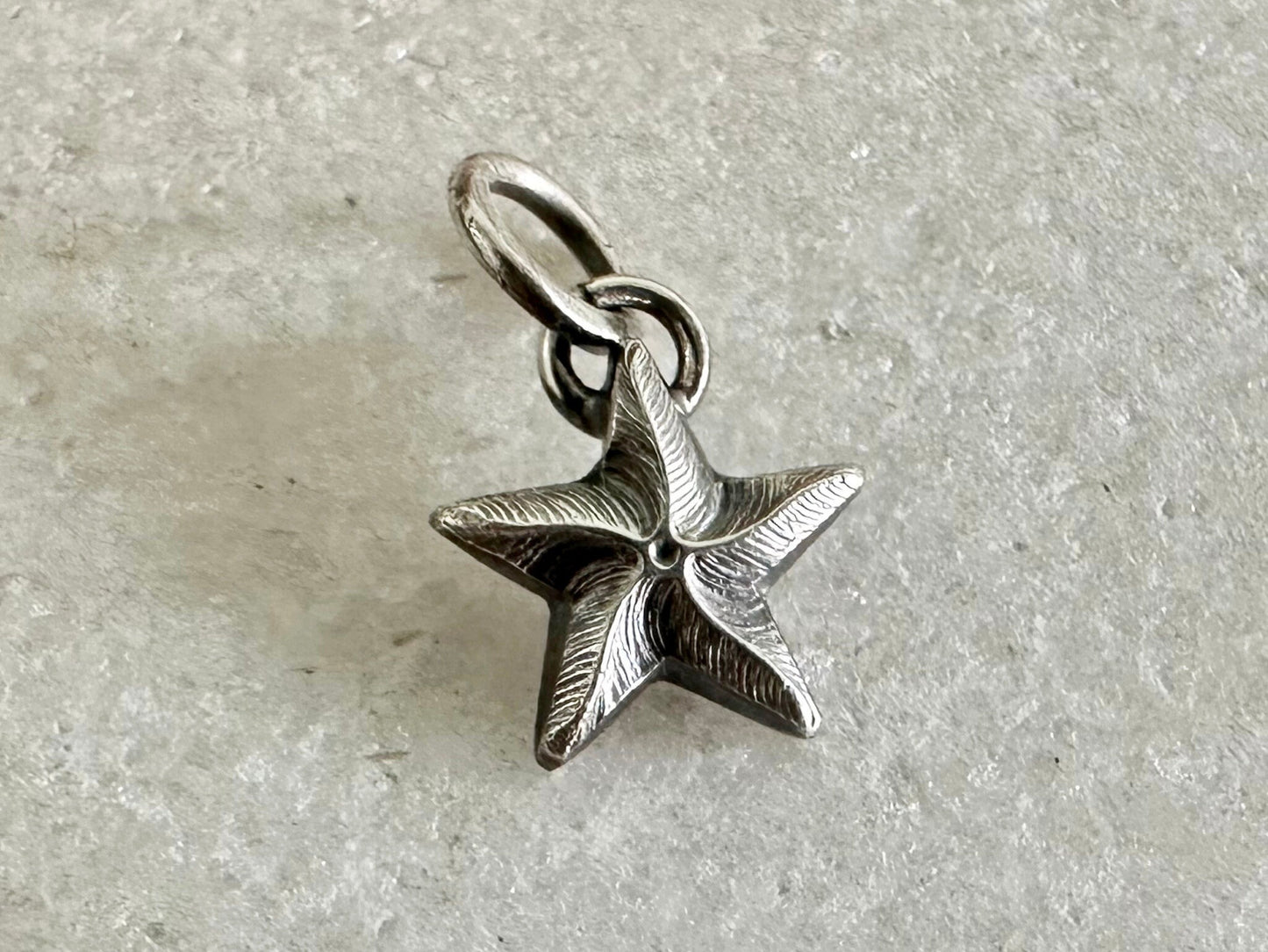 Rustic Sterling Silver Starfish pendant charm necklace, handmade from recycled 925 Sterling Silver, made to order