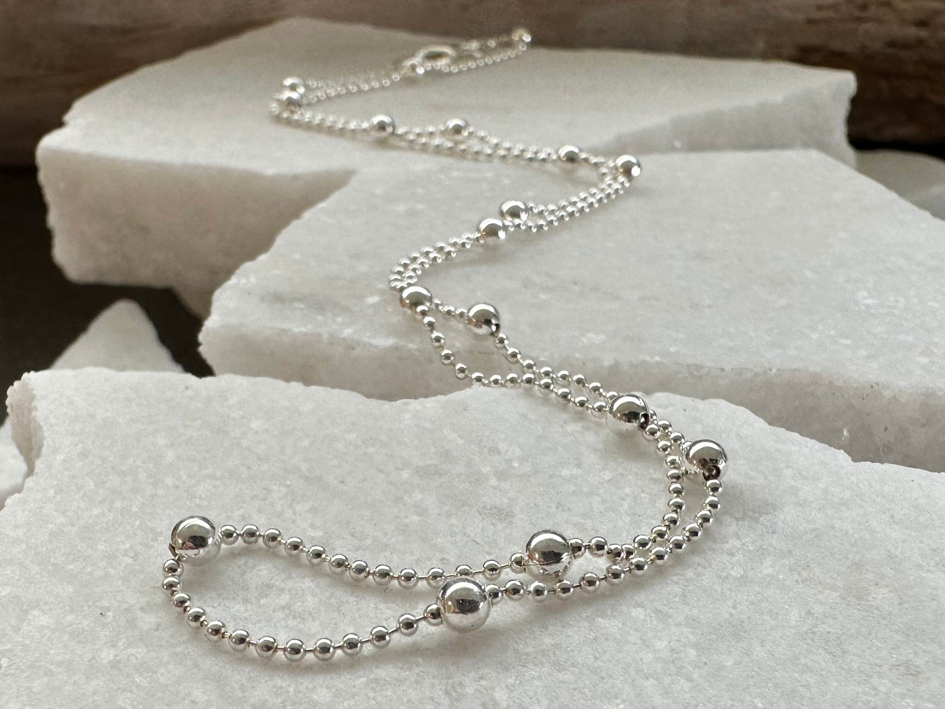 Sterling silver hot sale satellite chain