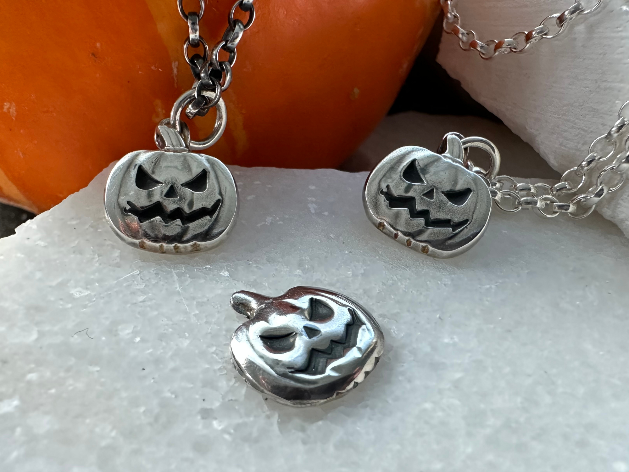 Sterling Silver Jack-o-lantern pendant