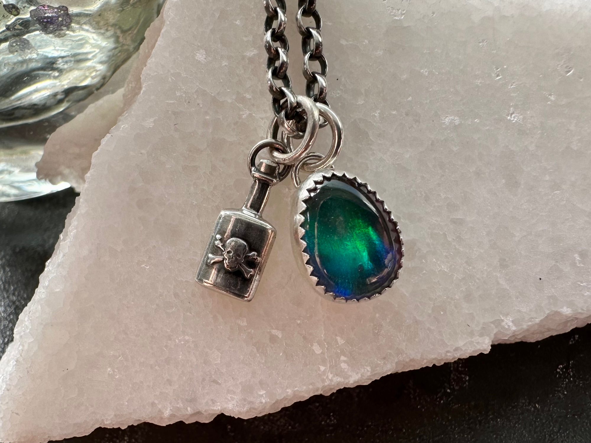 Poison Bottle and Aurora Opal one of a kind Storyteller charm set - Ready to Ship