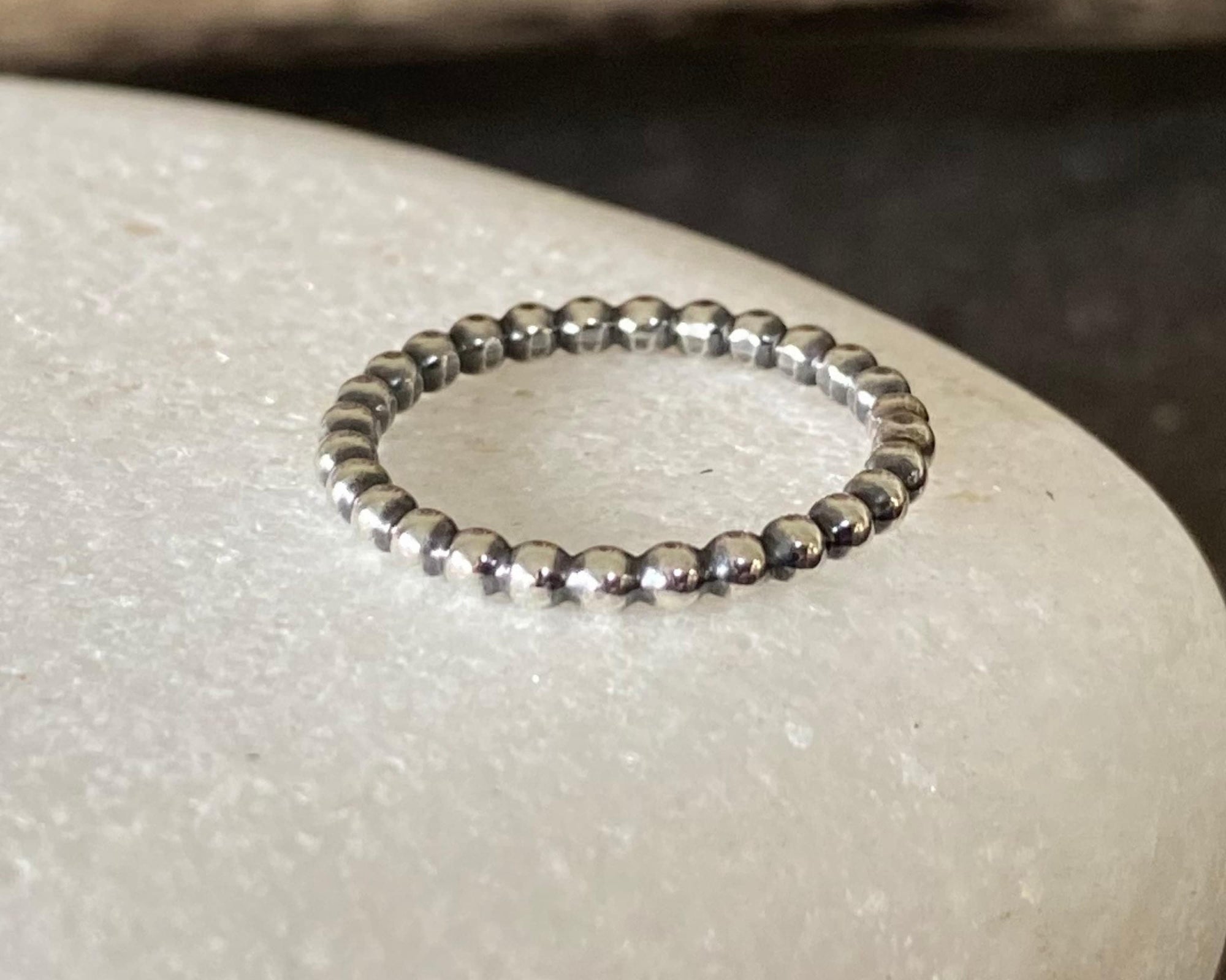 Bubble Stacking Ring, 925 Sterling Silver Beaded Stacking Ring, 1.5mm, 2mm, Stackable, Minimalist, Spacer, Thin Ring, Rustic