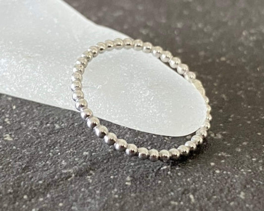 Bubble Stacking Ring, 925 Sterling Silver Beaded Stacking Ring, 1.5mm, 2mm, Stackable, Minimalist, Spacer, Thin Ring, Rustic