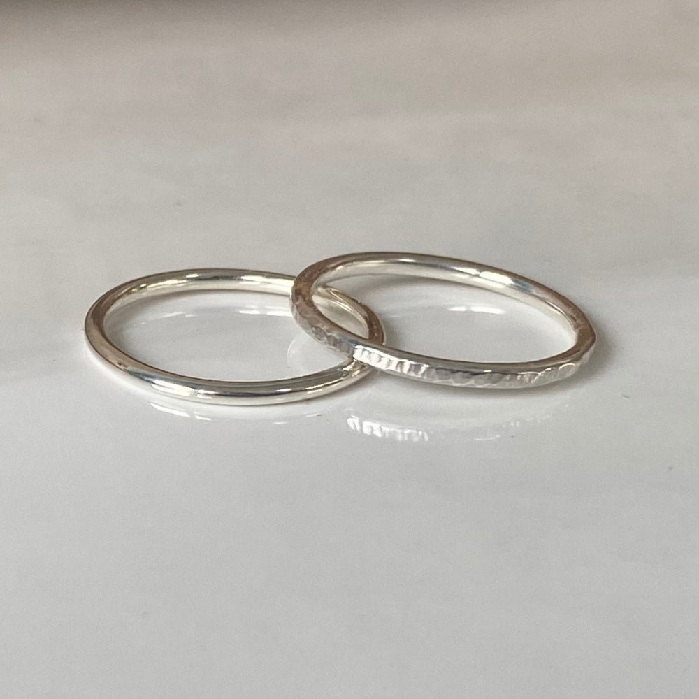 
                  
                    Simple Stacking Ring Set, 925 Sterling Silver 1.8mm Ring, Minimalist Ring Set, Hammered Ring, Shiny Ring, Handmade Ring Band
                  
                