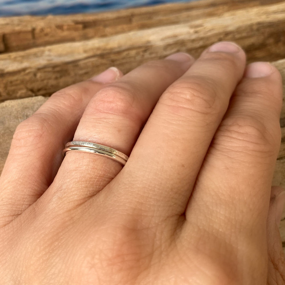 
                  
                    Simple Stacking Ring Set, 925 Sterling Silver 1.8mm Ring, Minimalist Ring Set, Hammered Ring, Shiny Ring, Handmade Ring Band
                  
                