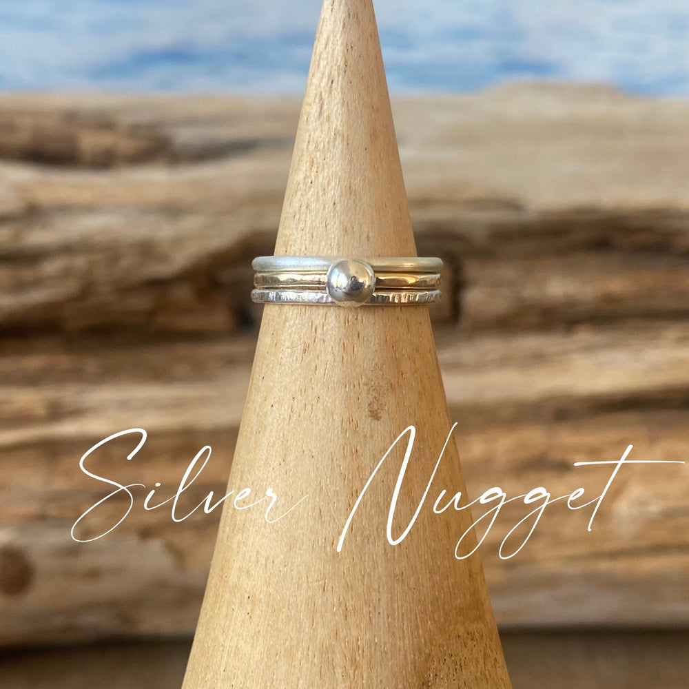 
                  
                    9ct Gold Nugget Stacking Ring Set, 925 Sterling Silver Nugget Stacking Rings, 9ct Gold and Sterling Silver 1.2mm Skinny Minimalist Ring Band
                  
                