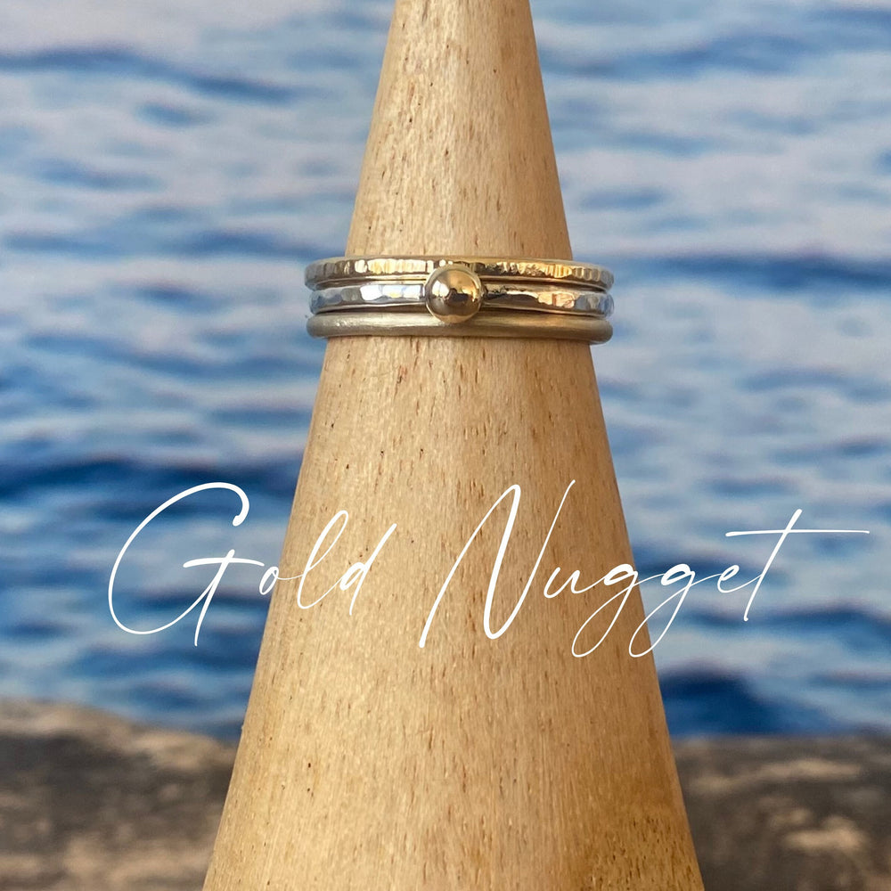 
                  
                    9ct Gold Nugget Stacking Ring Set, 925 Sterling Silver Nugget Stacking Rings, 9ct Gold and Sterling Silver 1.2mm Skinny Minimalist Ring Band
                  
                