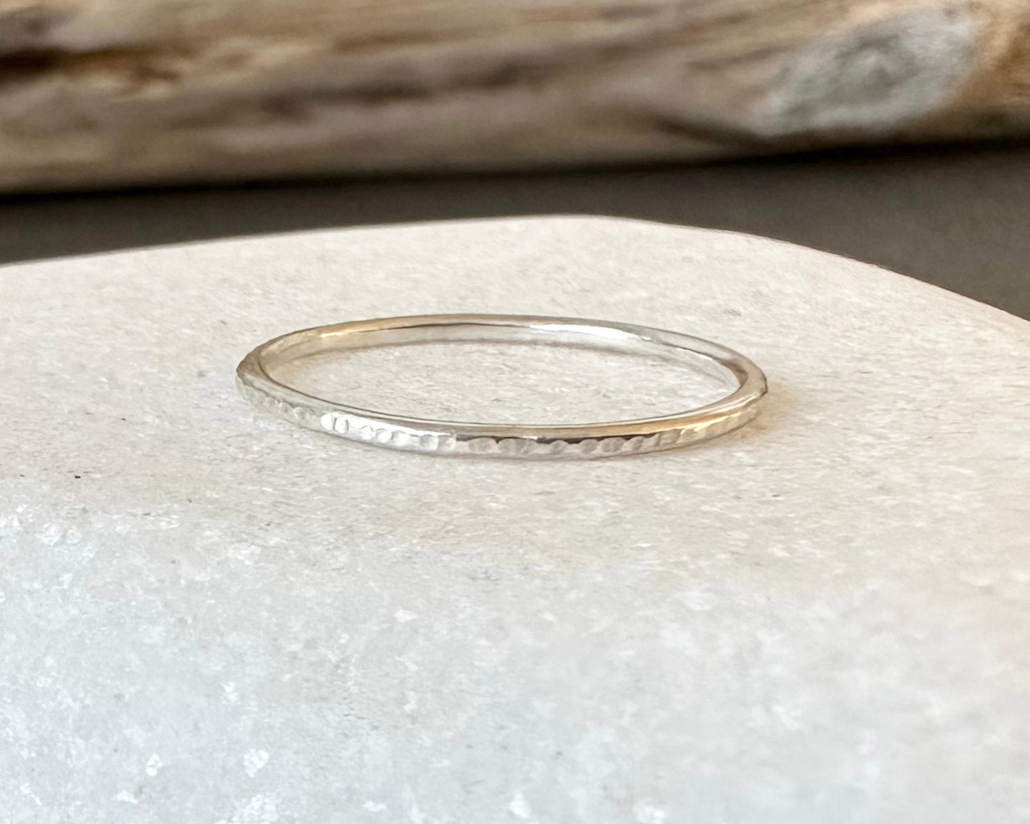925 Sterling Silver Ring, 1.2mm, 1.5mm, 1.8mm, Ripple Hammered Effect Minimalist Ring Band, Handmade Stacking Ring, Skinny Thumb Ring