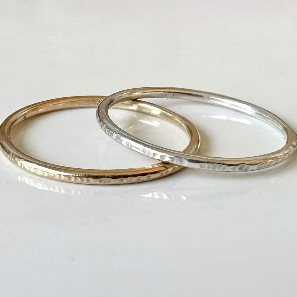 
                  
                    Solid 9ct Gold Ring, 1.2mm, 1.5mm, 1.8mm, Ripple Hammered Minimalist Ring, Hallmarked Handmade Gold Stacking Ring, Custom Wedding Ring
                  
                