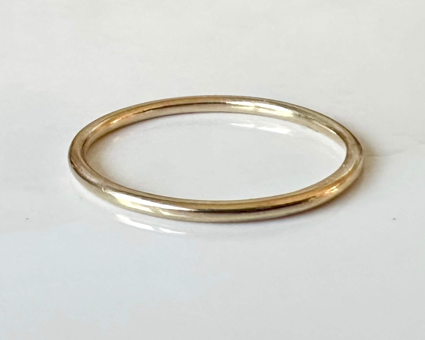 Solid 9ct Gold and 925 Sterling Silver Ring Set, Hallmarked 1.2mm, 1.5mm, 1.8mm Gold and Silver Plain Ring Band Set of Two