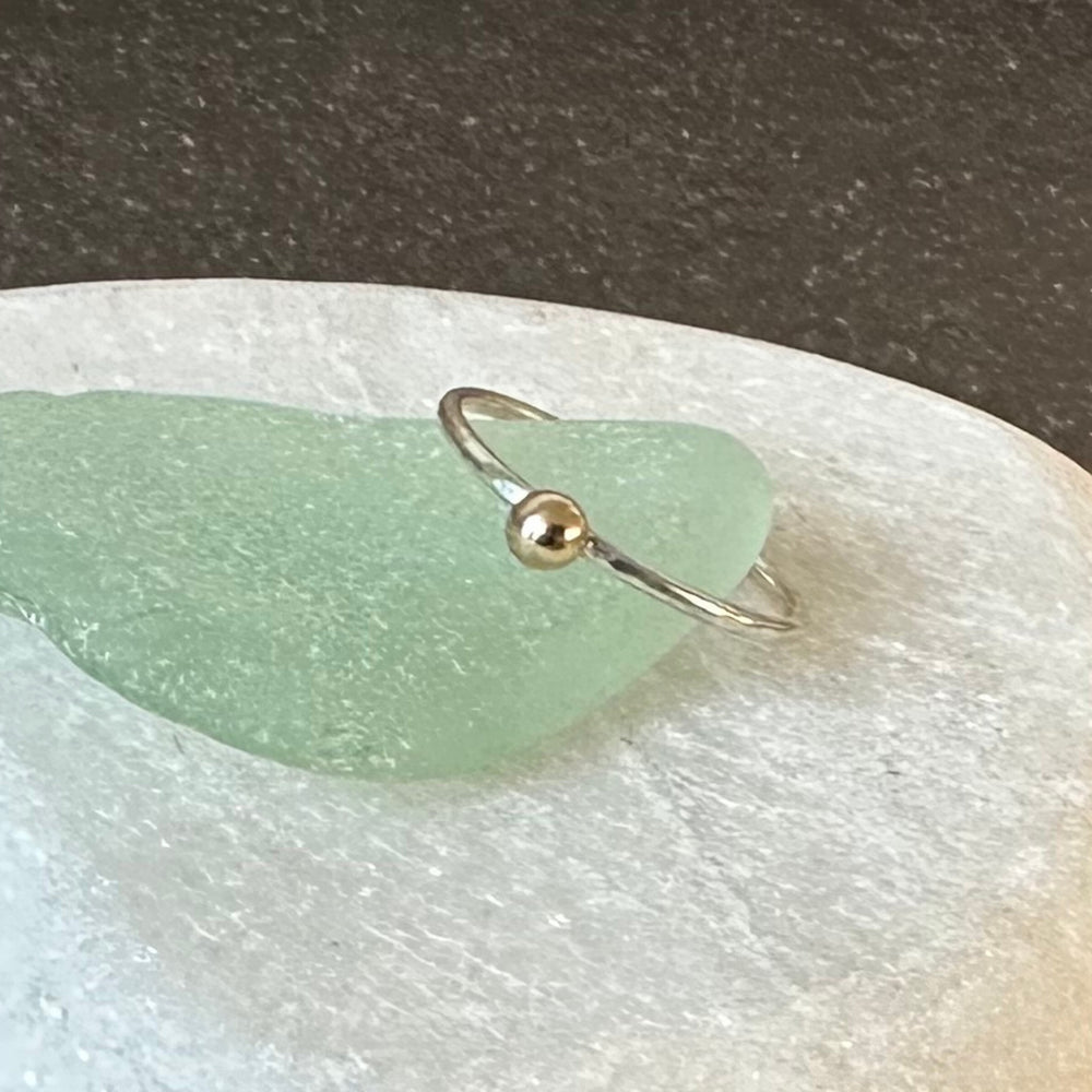 
                  
                    Gold Nugget on 1.2mm 925 sterling Silver Stacking Ring Set, Recycled Gold and Sterling Silver 1.2mm Skinny Minimalist Rings
                  
                