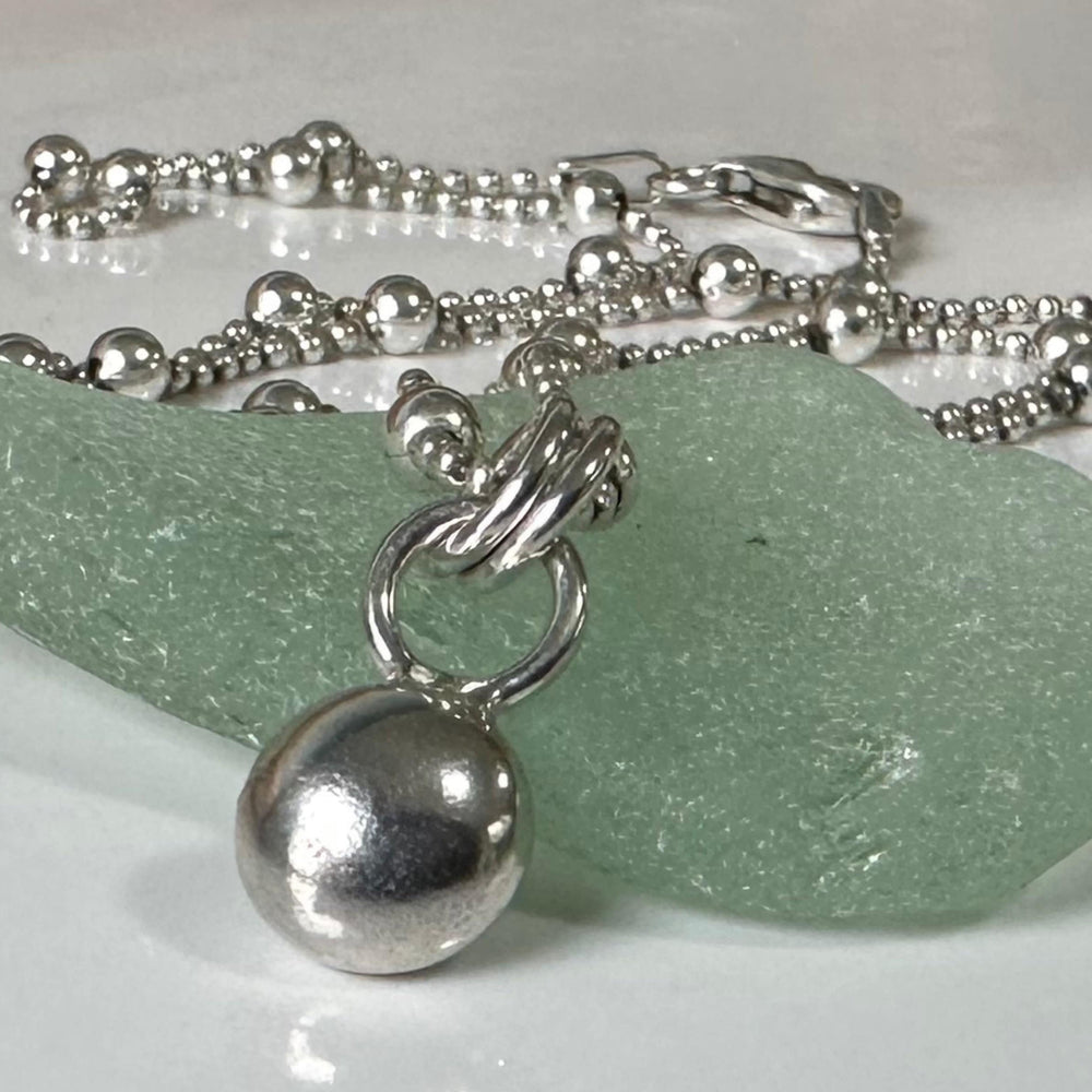 
                  
                    Sterling Silver Nugget Pendant, Freeform Sterling Silver Necklace, Handmade Sterling Silver Ball Pendant, 925 Blob, Bridesmaid Gift
                  
                
