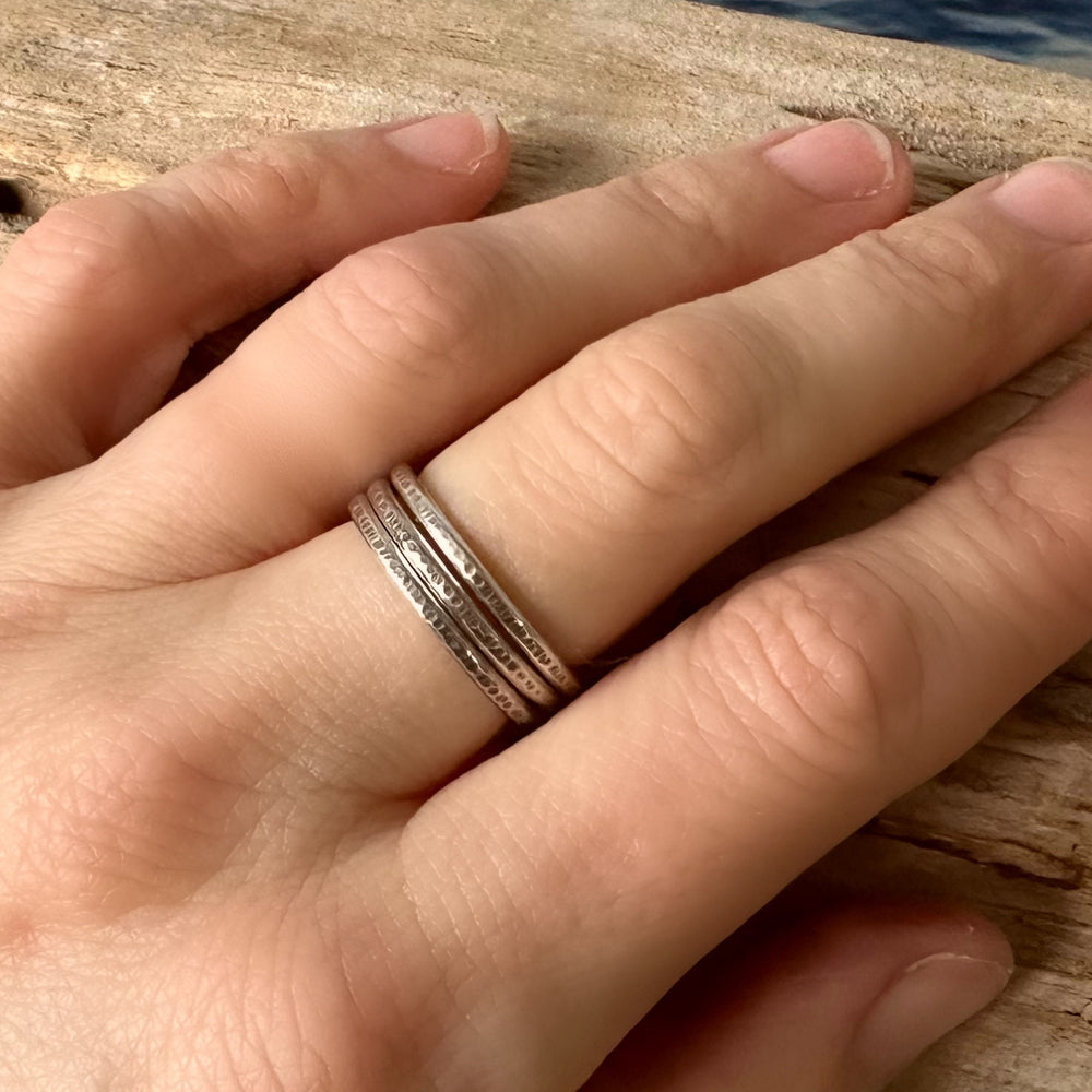 
                  
                    Oxodised 925 Sterling Silver Ring, Ripple Hammered Effect Minimalist Ring Band, 1.2mm, 1.5mm, 1.8mm, Oxodised Handmade Stacking Ring
                  
                