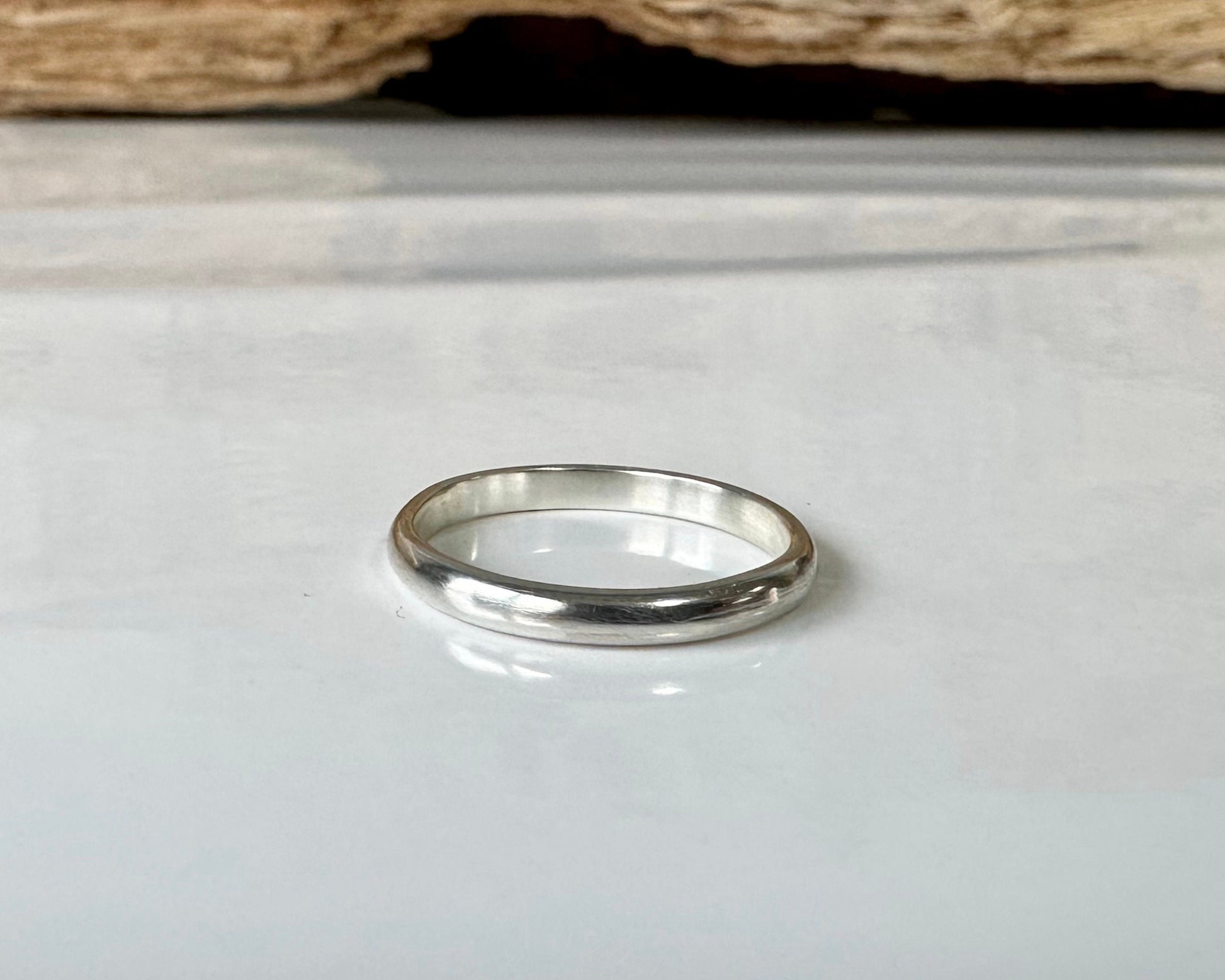 Plain and Simple 3mm D shaped Ring Band, Shiny 925 Sterling Silver Ring, Stacking Ring, Wedding Ring Band, Minimalist Ring, Thumb Ring