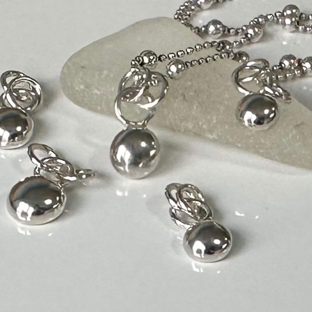 
                  
                    Sterling Silver Nugget Pendant, Freeform Sterling Silver Necklace, Handmade Sterling Silver Ball Pendant, 925 Blob, Bridesmaid Gift
                  
                
