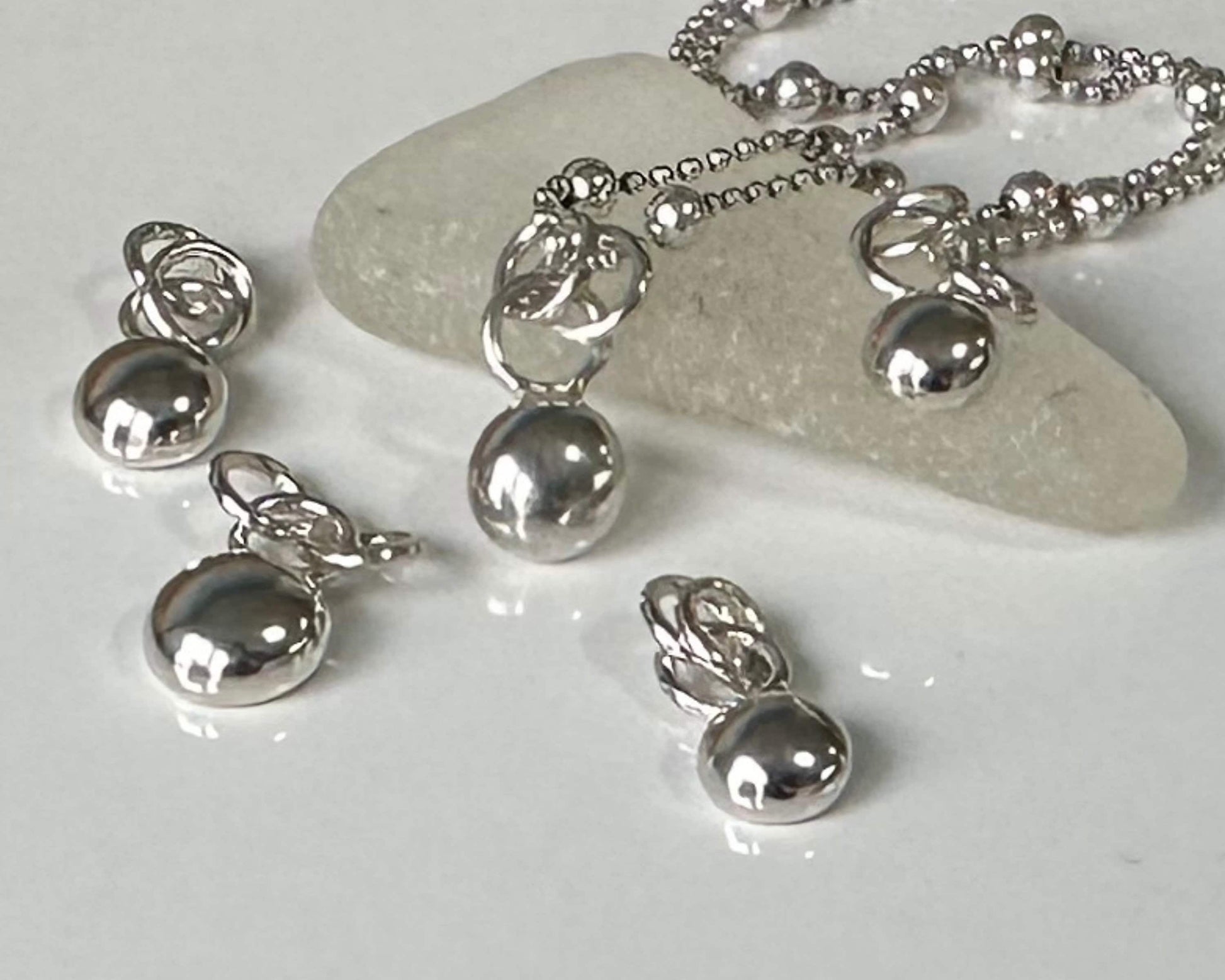 Sterling Silver Nugget Pendant, Freeform Sterling Silver Necklace, Handmade Sterling Silver Ball Pendant, 925 Blob, Bridesmaid Gift