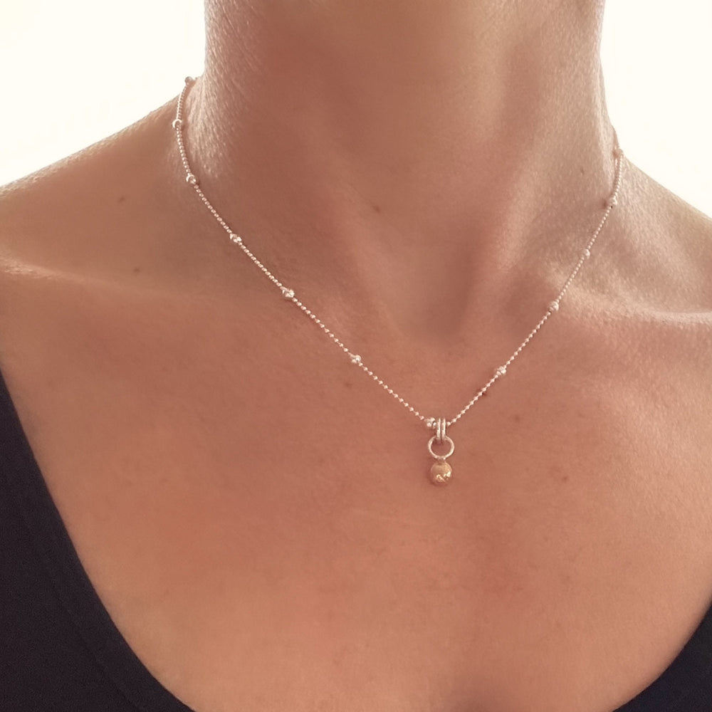 
                  
                    9ct Gold Nugget Pendant, Freeform Gold and Sterling Silver Necklace, Handmade Gold Ball Pendant, Solid Gold Blob, Bridesmaid Gift
                  
                
