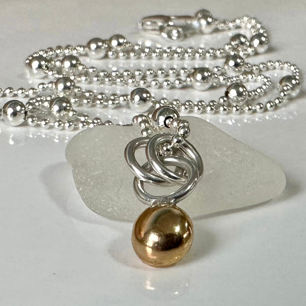 
                  
                    9ct Gold Nugget Pendant, Freeform Gold and Sterling Silver Necklace, Handmade Gold Ball Pendant, Solid Gold Blob, Bridesmaid Gift
                  
                