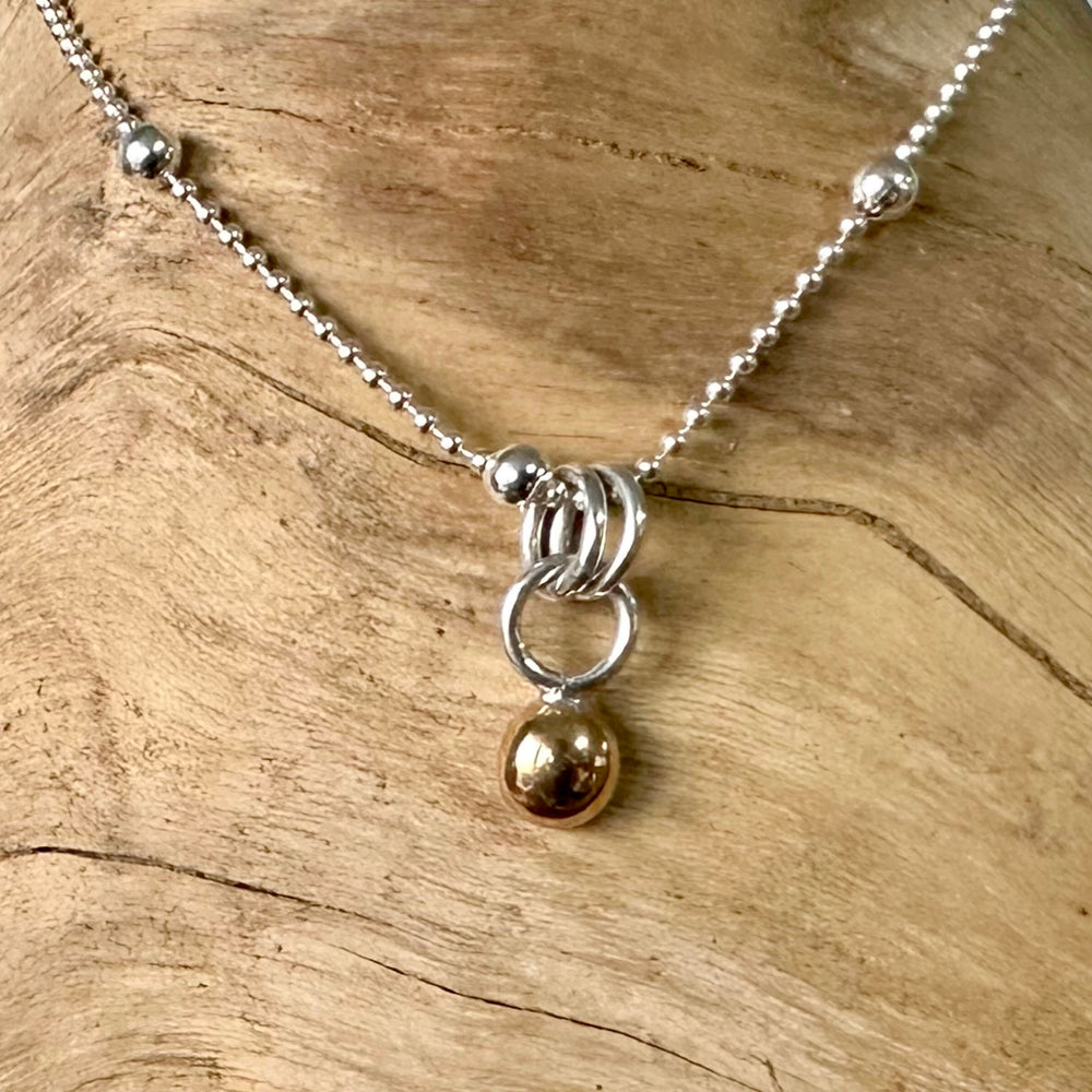 
                  
                    9ct Gold Nugget Pendant, Freeform Gold and Sterling Silver Necklace, Handmade Gold Ball Pendant, Solid Gold Blob, Bridesmaid Gift
                  
                