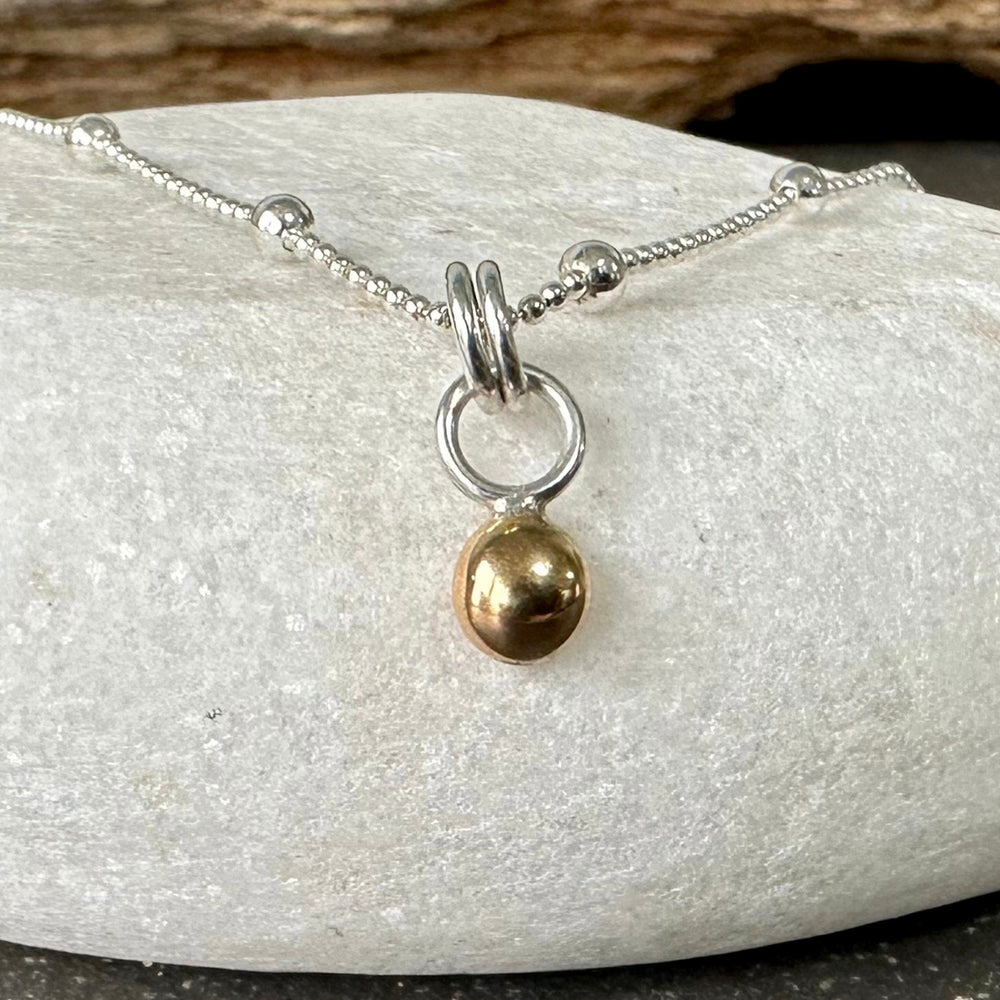 
                  
                    9ct Gold Nugget Pendant, Freeform Gold and Sterling Silver Necklace, Handmade Gold Ball Pendant, Solid Gold Blob, Bridesmaid Gift
                  
                
