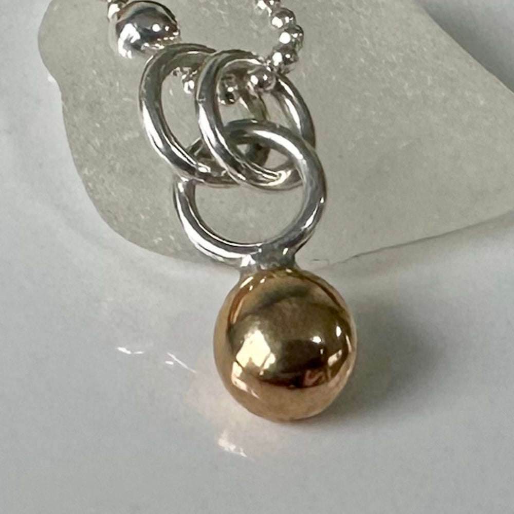 9ct Gold Nugget Pendant, Freeform Gold and Sterling Silver Necklace, Handmade Gold Ball Pendant, Solid Gold Blob, Bridesmaid Gift