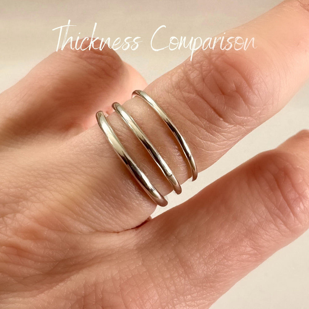 
                  
                    Solid 9ct Gold Ring, 1.2mm, 1.5mm, 1.8mm, Ripple Hammered Minimalist Ring, Hallmarked Handmade Gold Stacking Ring, Custom Wedding Ring
                  
                