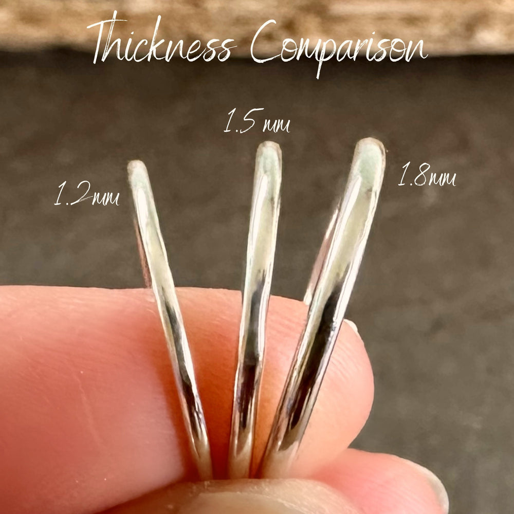 
                  
                    Solid 9ct Gold and 925 Sterling Silver Ring Set, 1.2mm, 1.5mm, 1.8mm, Hallmarked Gold and Silver Hammered Ring Set of Two
                  
                
