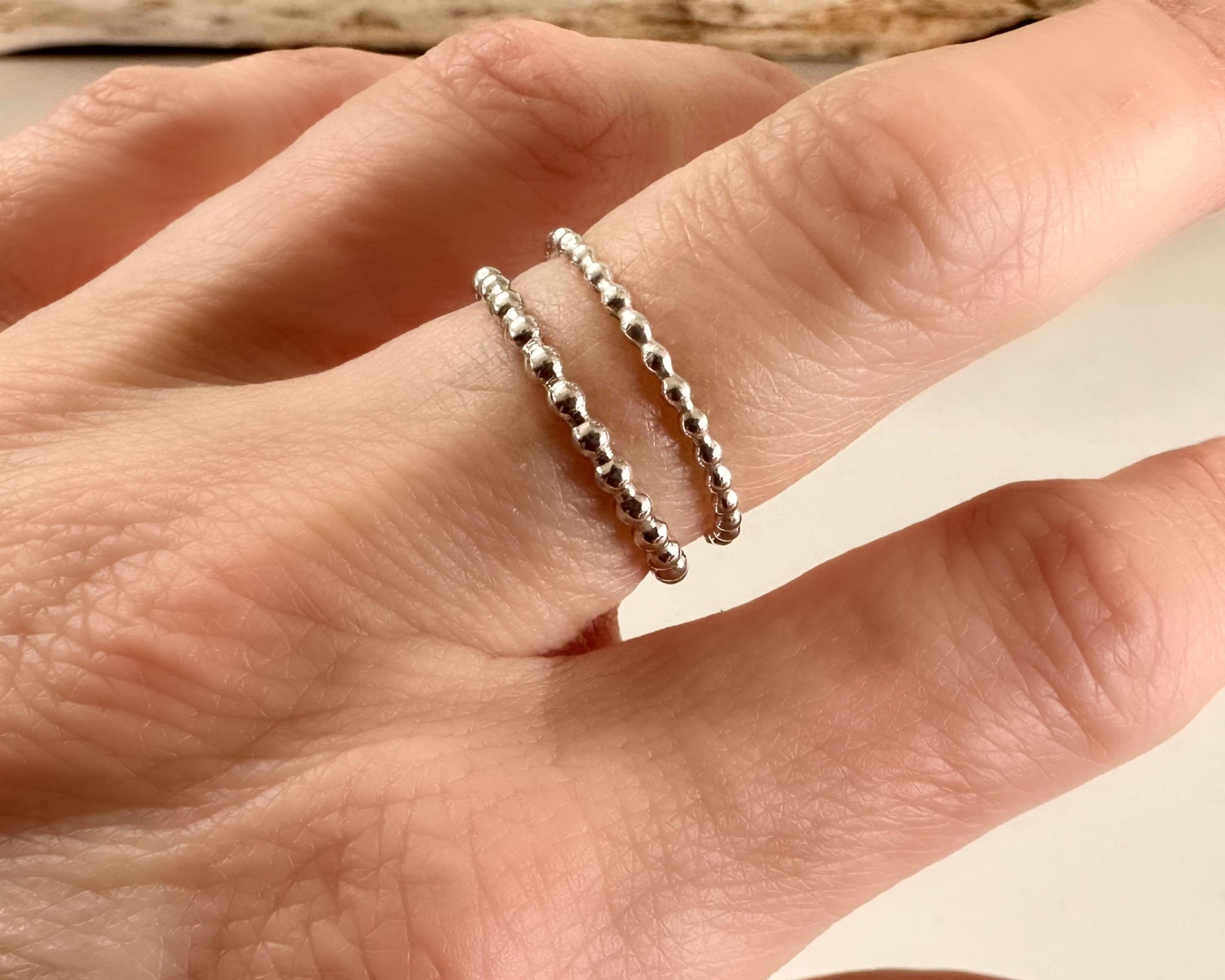 Bubble Stacking Ring, 925 Sterling Silver Beaded Stacking Ring, 1.5mm, 2mm, Stackable, Minimalist, Spacer, Thin Ring, Rustic