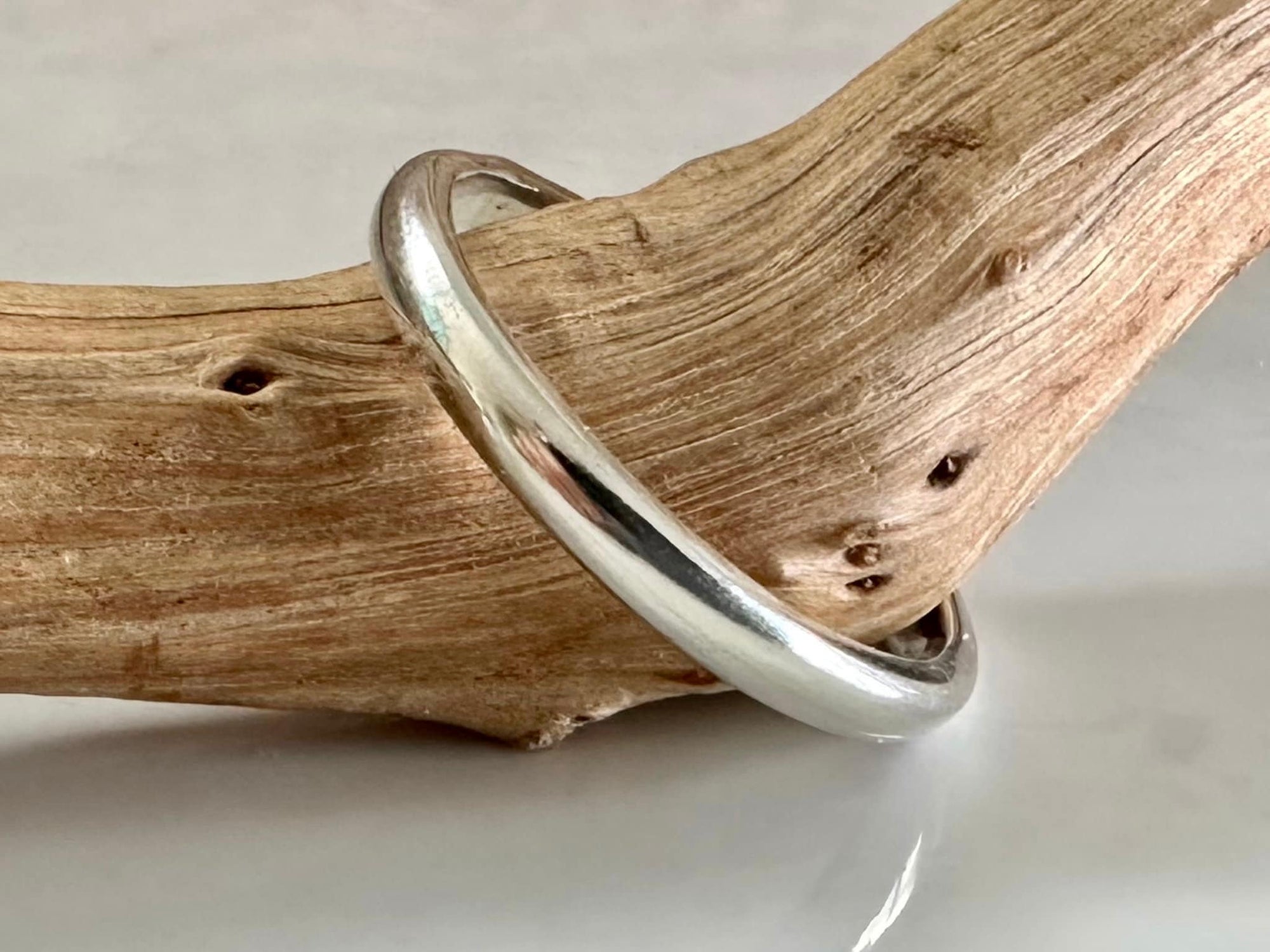 925 Sterling Silver Smooth and Shiny D Shaped Ring, Plain Minimalist Ring Band, Handmade Stacking Ring, Thumb Ring, Wedding Ring