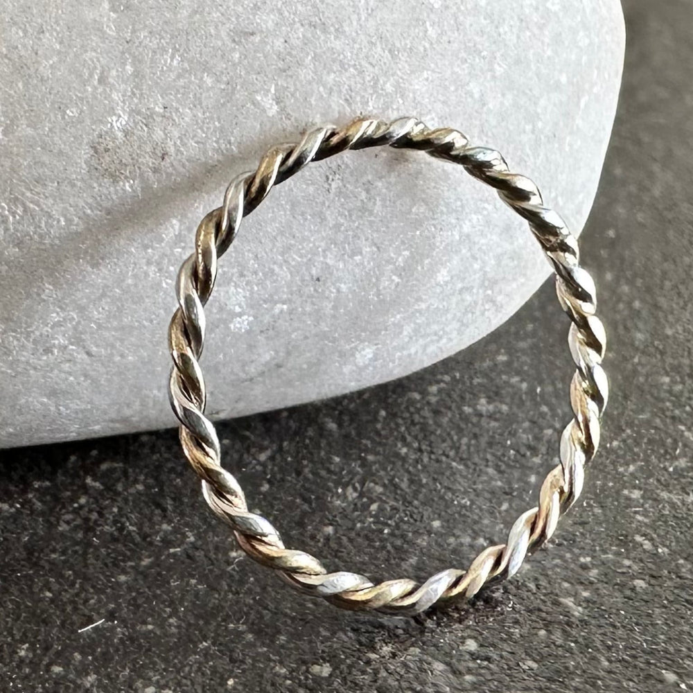 
                  
                    Solid 9ct Gold and Sterling Silver Ring, Mixed Metal Rope Ring, Twisted Ring, Handmade Precious Metal Stacking Ring.
                  
                