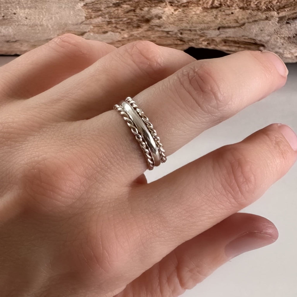 
                  
                    Solid 9ct Gold and Sterling Silver Ring, Mixed Metal Rope Ring, Twisted Ring, Handmade Precious Metal Stacking Ring.
                  
                