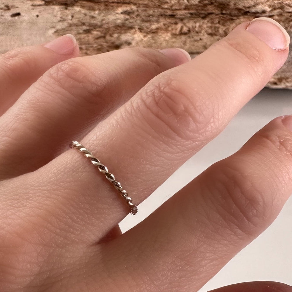 
                  
                    Solid 9ct Gold and Sterling Silver Ring, Mixed Metal Rope Ring, Twisted Ring, Handmade Precious Metal Stacking Ring.
                  
                
