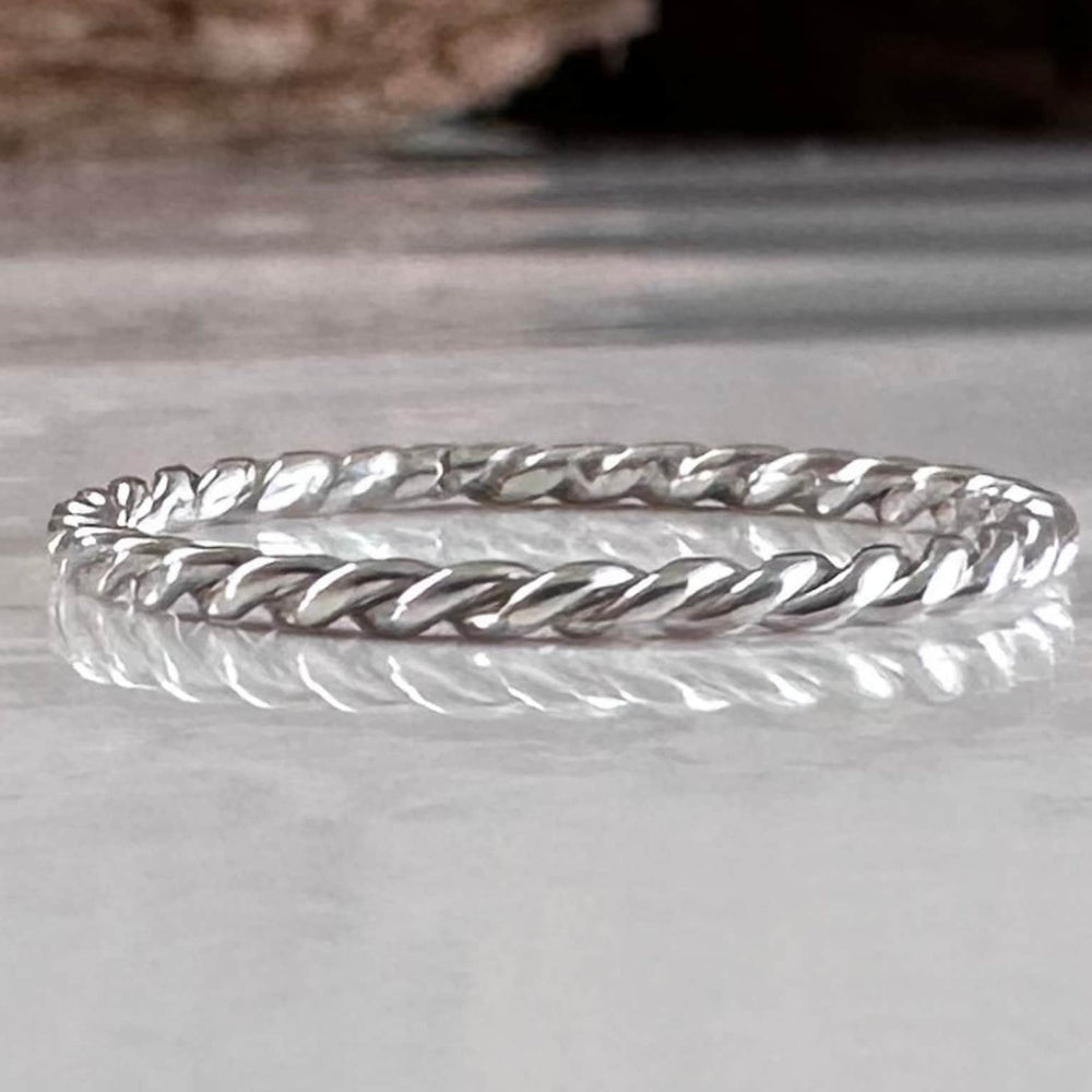 
                  
                    925 Sterling Silver Twisted  Ring Band, Handmade Minimalist Ring Band, 1.5mm Stacking Ring, Skinny Thumb Ring
                  
                