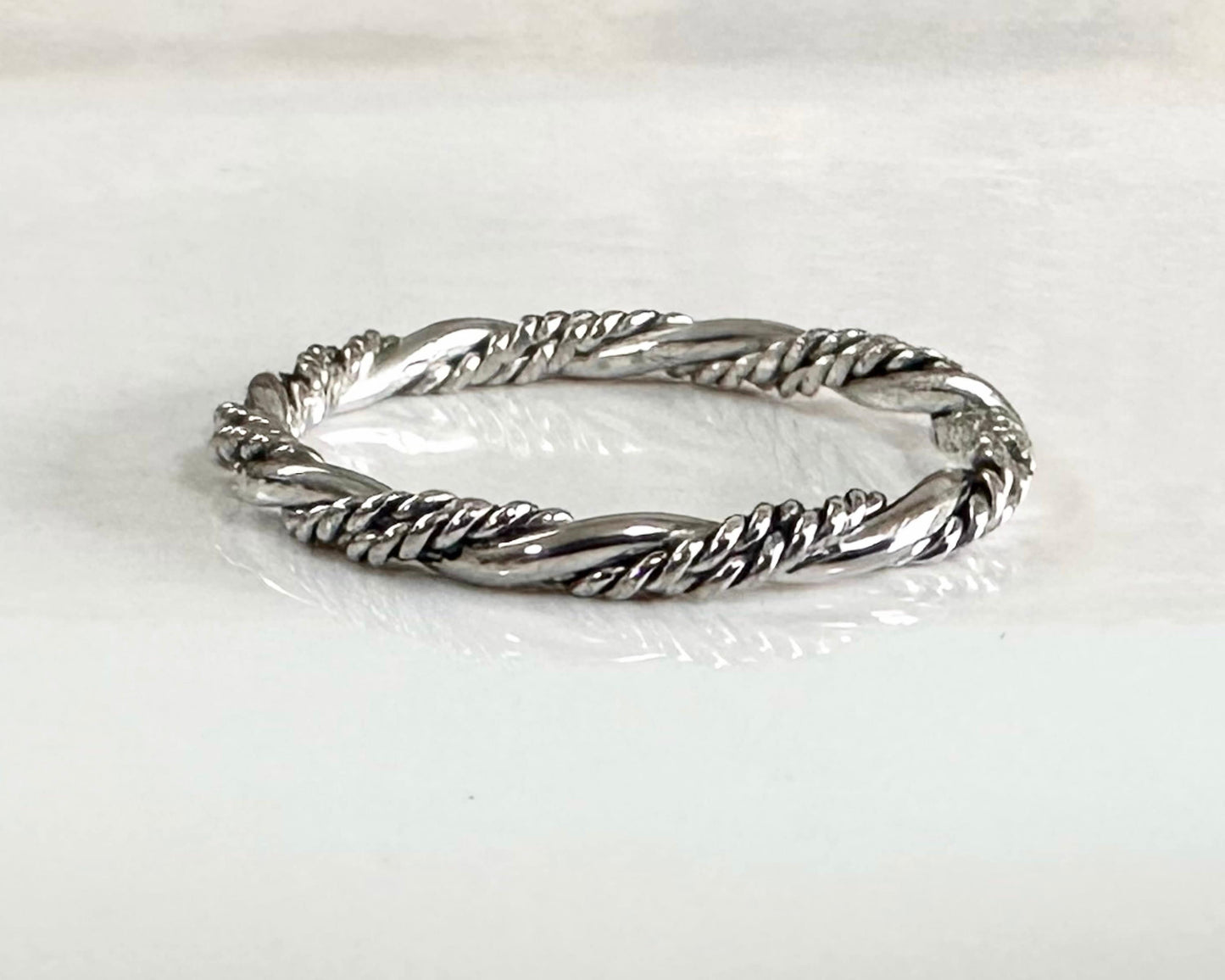 925 Sterling Silver Triple Layer Twisted 2.3mm Statement Ring Band, Rustic Patterned Stacking Ring, Eternity Ring, a Wedding Band