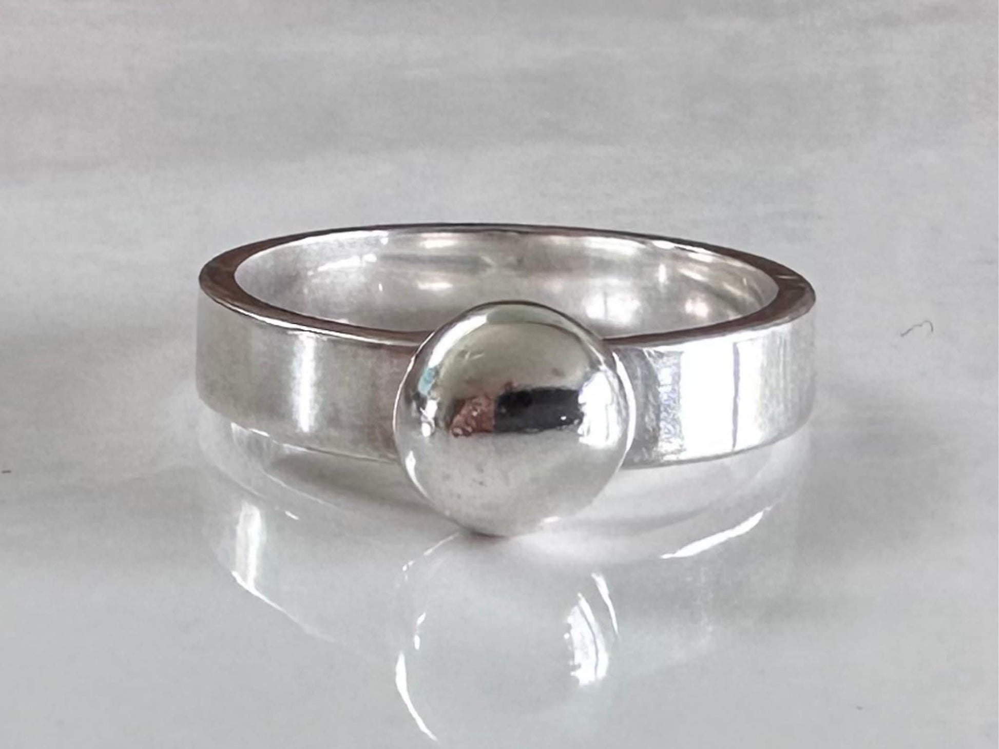 Chunky Nugget Ring, Smooth and Shiny 4mm flat Ring Band, 925 Sterling Silver Pebble Ring, Minimalist Ring, Thumb Ring