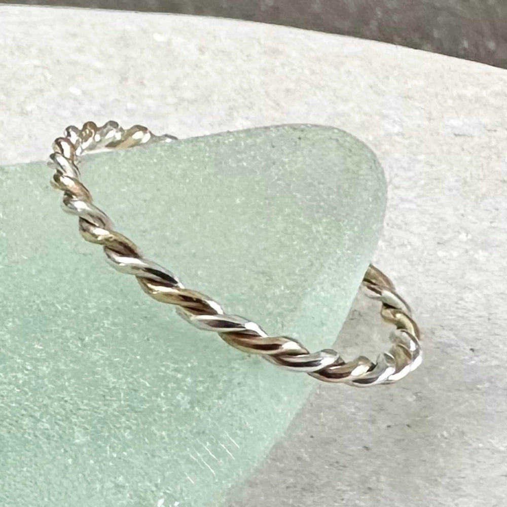 
                  
                    Solid 9ct Gold and Sterling Silver Ring, Mixed Metal Rope Ring, Twisted Ring, Handmade Precious Metal Stacking Ring.
                  
                