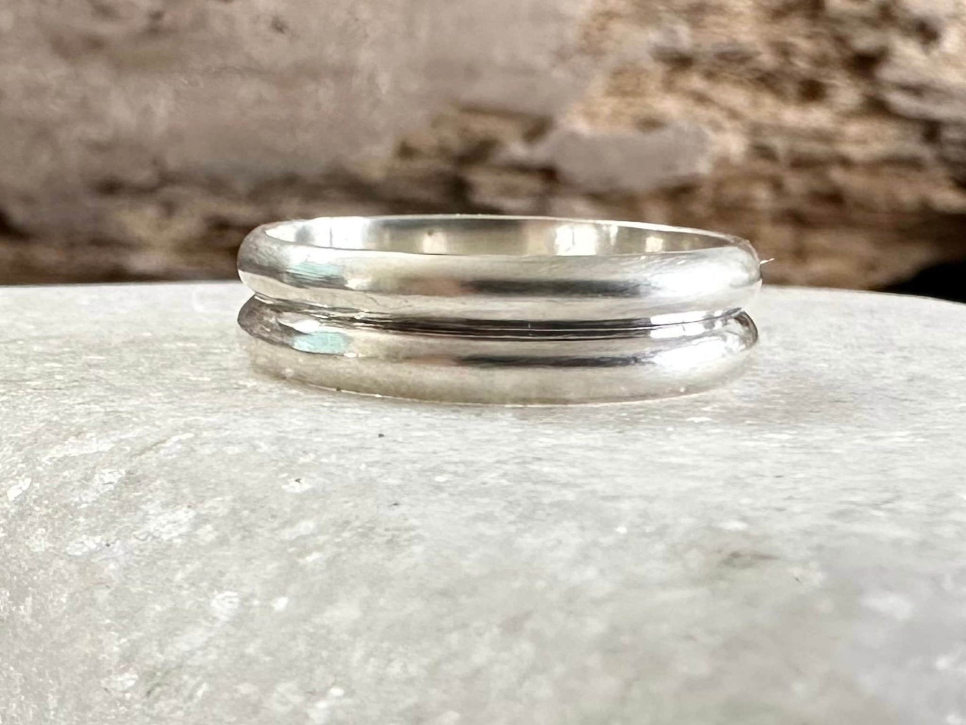 925 Sterling Silver Smooth and Shiny Double D Shaped Ring Band, Plain Minimalist Ring Band, Handmade Stacking Ring, Thumb Ring, Wedding Ring