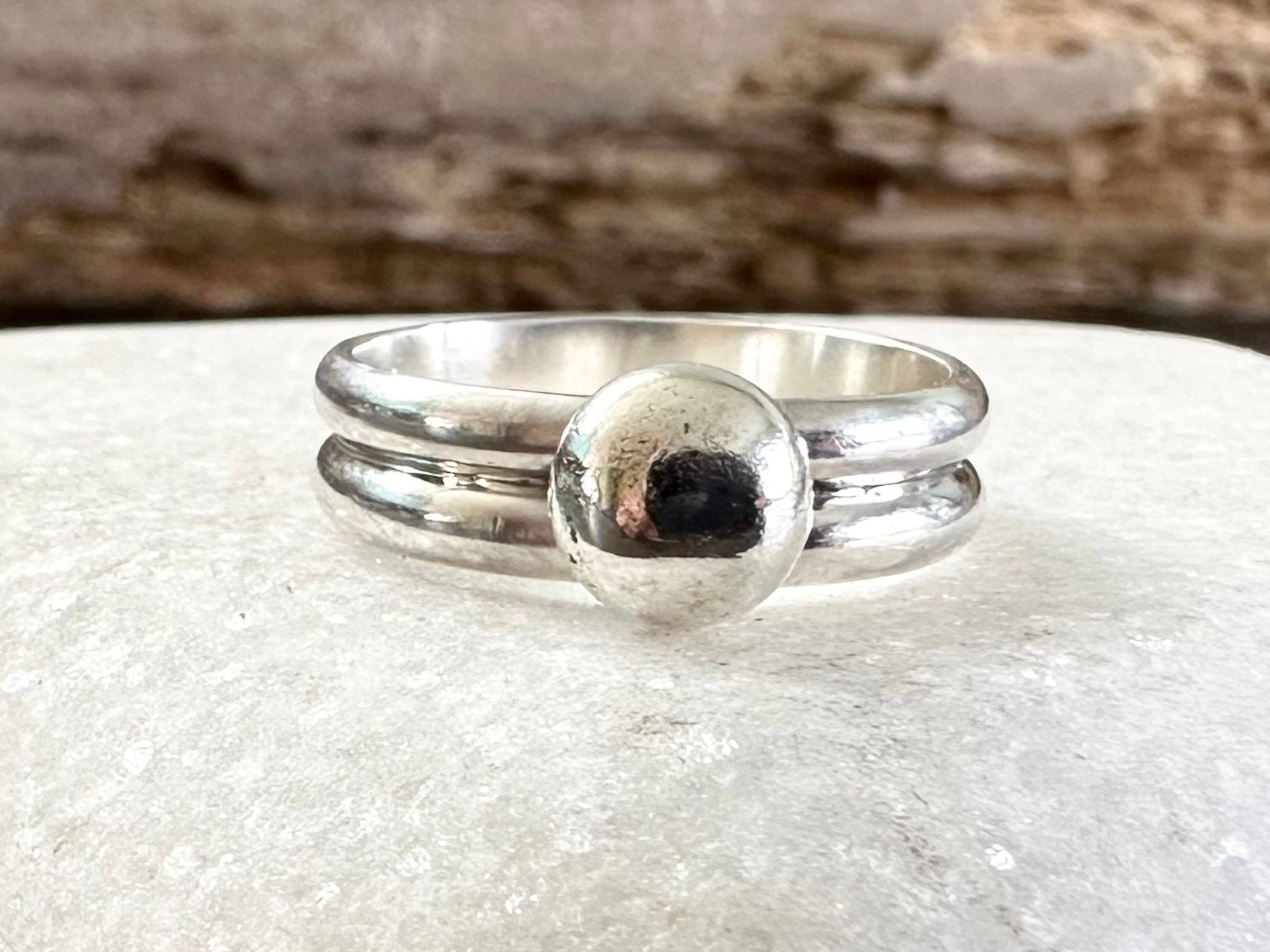 925 Sterling Silver Smooth and Shiny Double D Shape Large Solid Nugget Ring, Plain Minimalist Ring Band, Handmade Stacking Ring, Thumb Ring