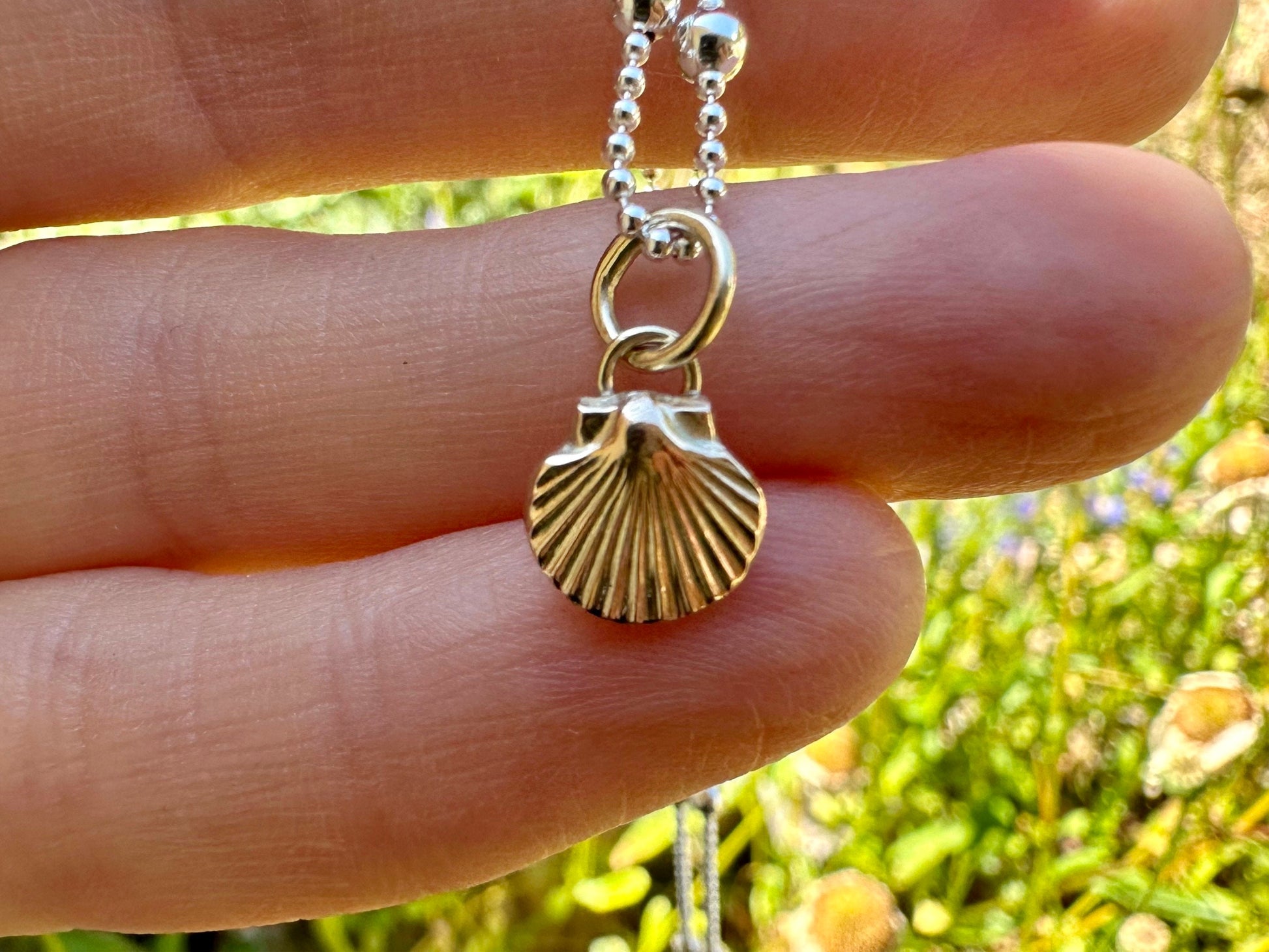Solid 9ct gold Scallop Seashell pendant charm necklace, handmade from recycled 9ct gold, made to order