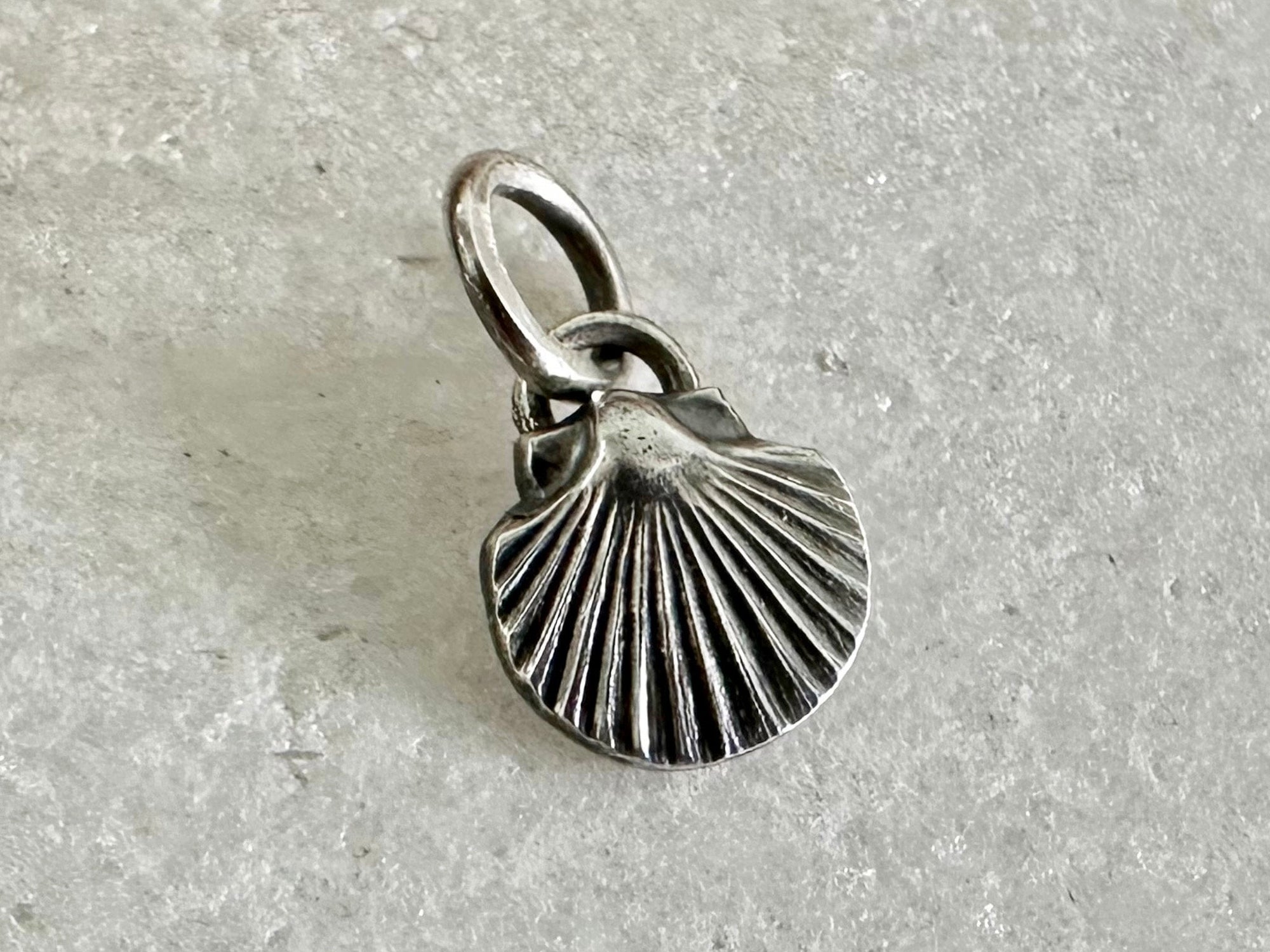 Rustic Sterling Silver Scallop Seashell pendant charm necklace, handmade from recycled 925 Sterling Silver, made to order