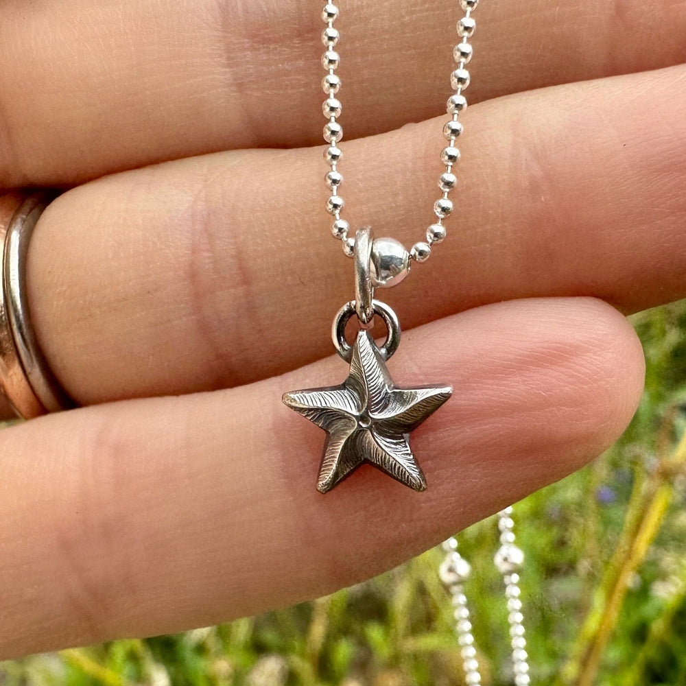 
                  
                    Rustic Sterling Silver Starfish pendant charm necklace, handmade from recycled 925 Sterling Silver, made to order
                  
                