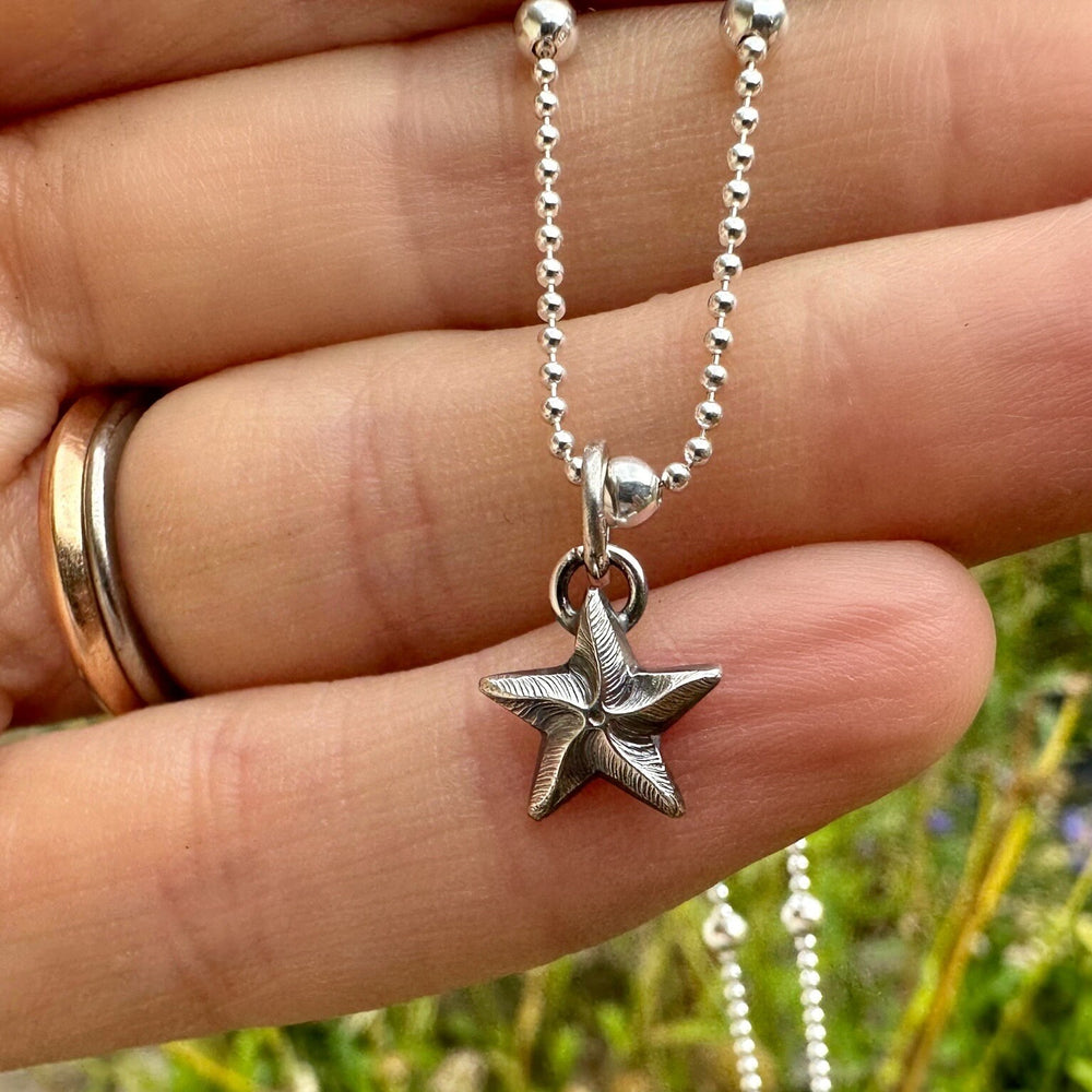 
                  
                    Rustic Sterling Silver Starfish pendant charm necklace, handmade from recycled 925 Sterling Silver, made to order
                  
                